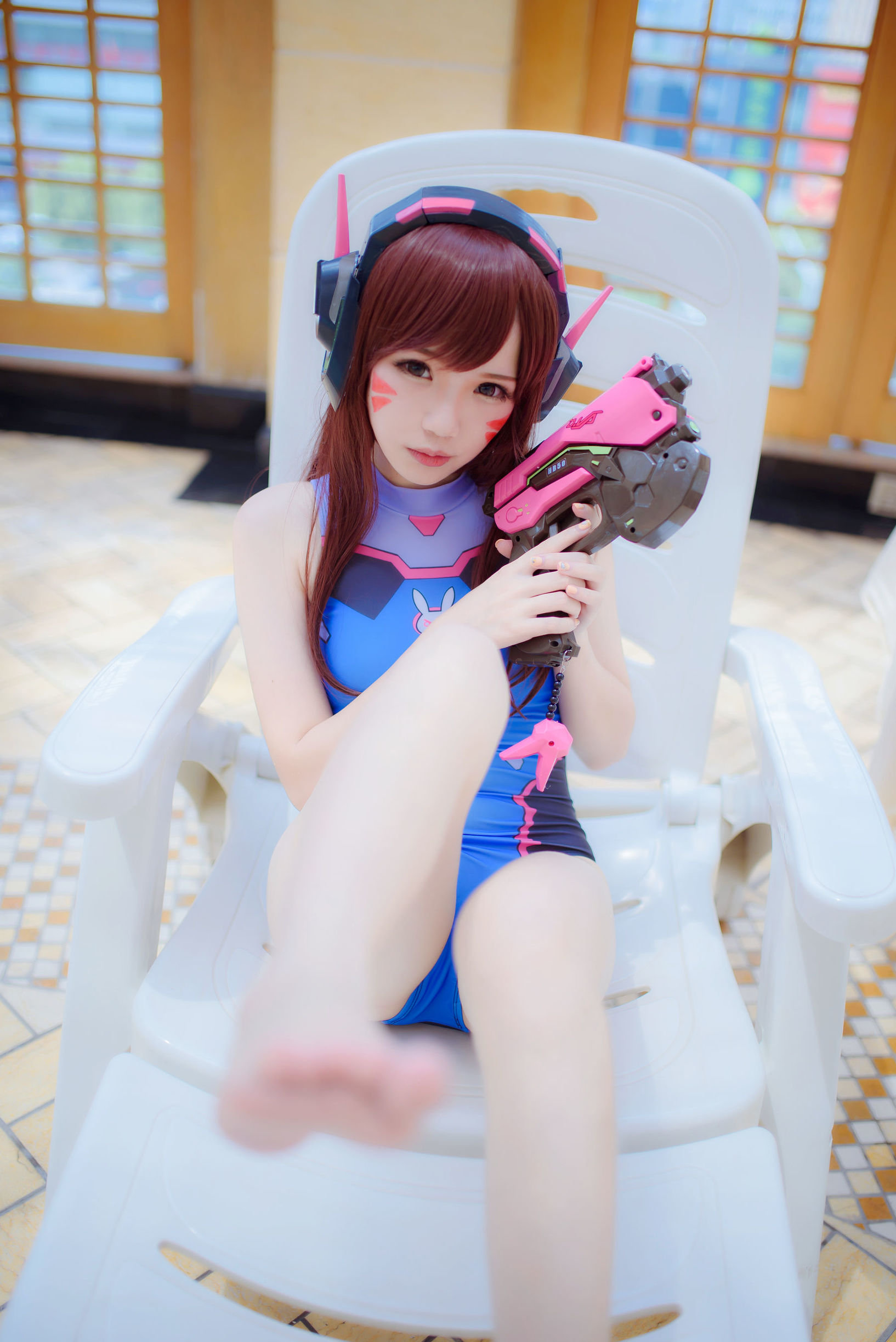 Cosplay Welfare] Anime Blogger Xueqing Astra - D.Va Swimsuit