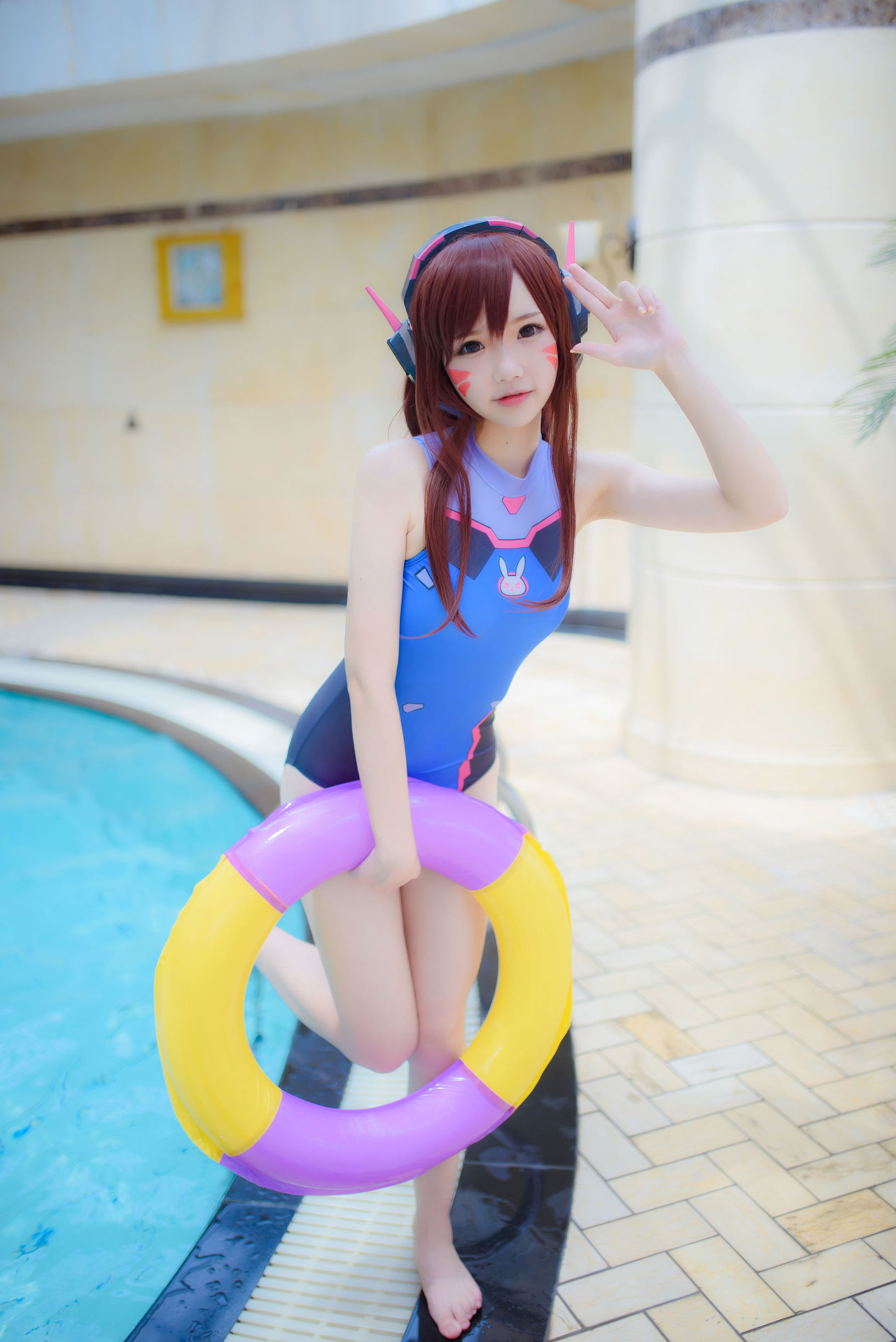 Cosplay Welfare] Anime Blogger Xueqing Astra - D.Va Swimsuit