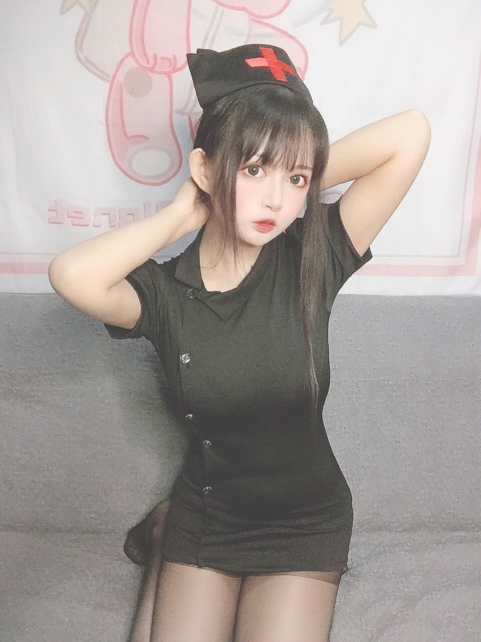 COS福利] 大眼萌妹黑貓貓OvO - 護士喵