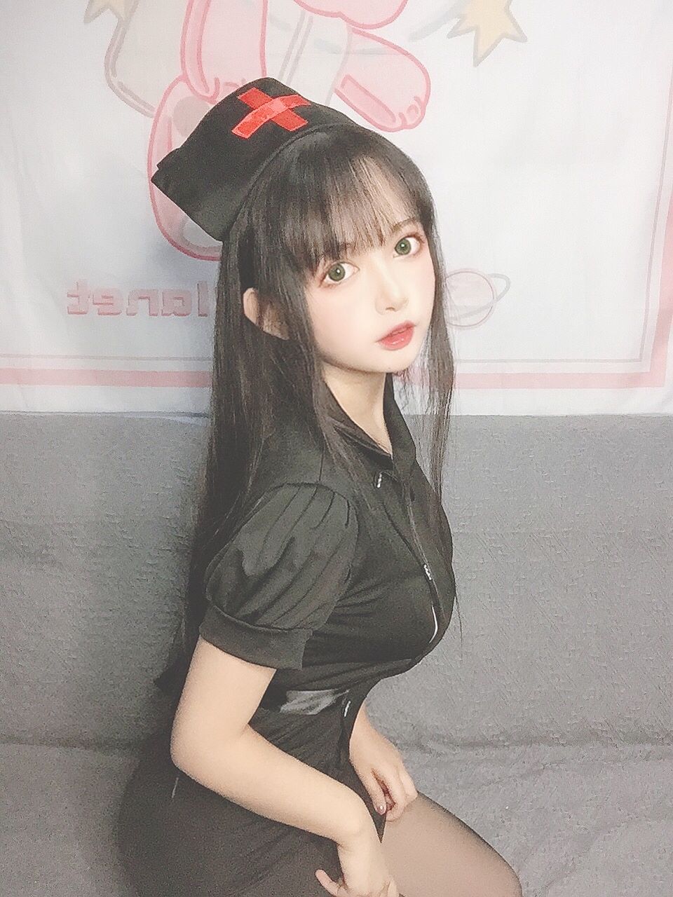 COS福利] 大眼萌妹黑貓貓OvO - 護士喵