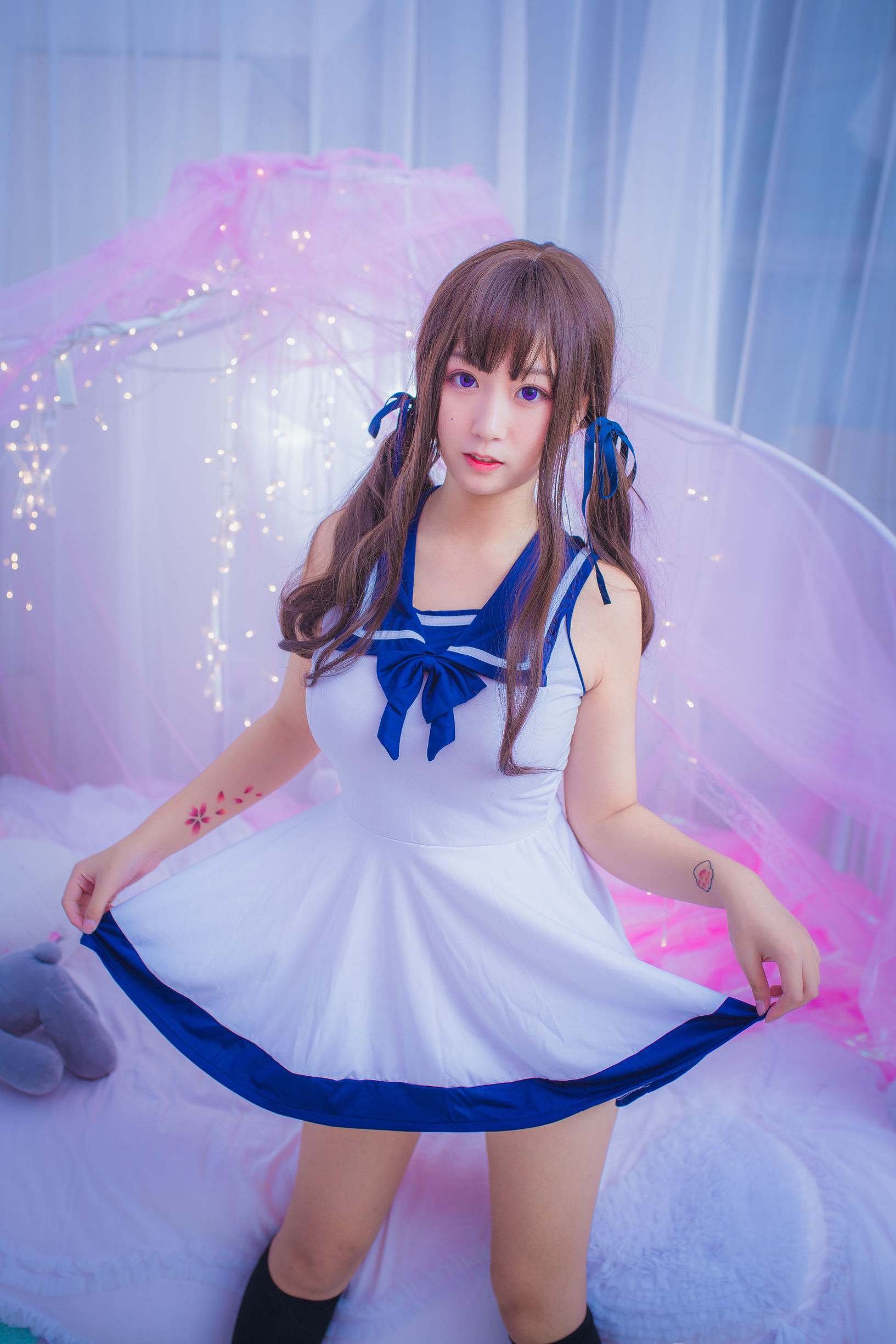 COS福利] 巨乳貓九醬櫻花 - 連衣水手服