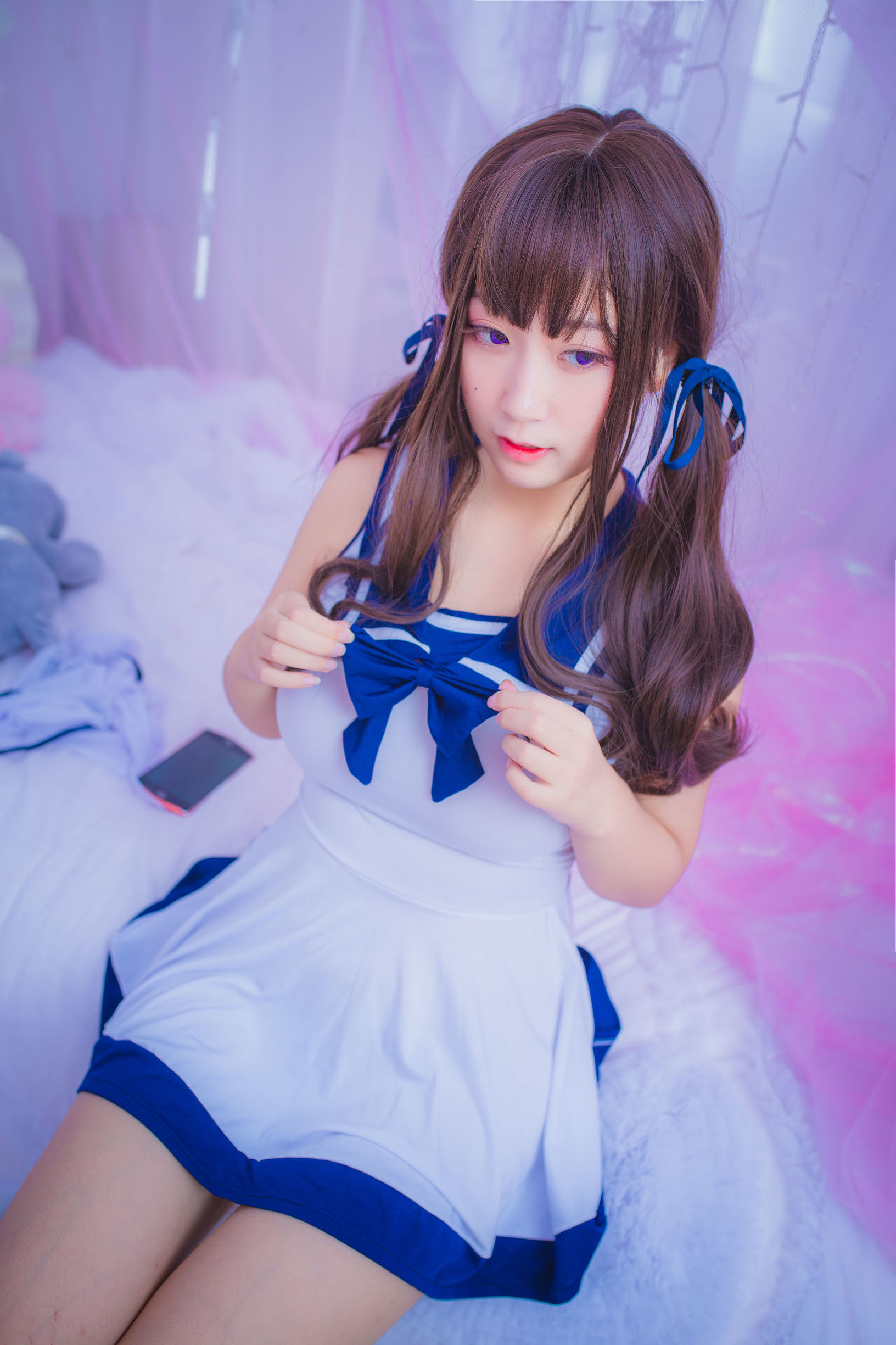 COS福利] 巨乳貓九醬櫻花 - 連衣水手服