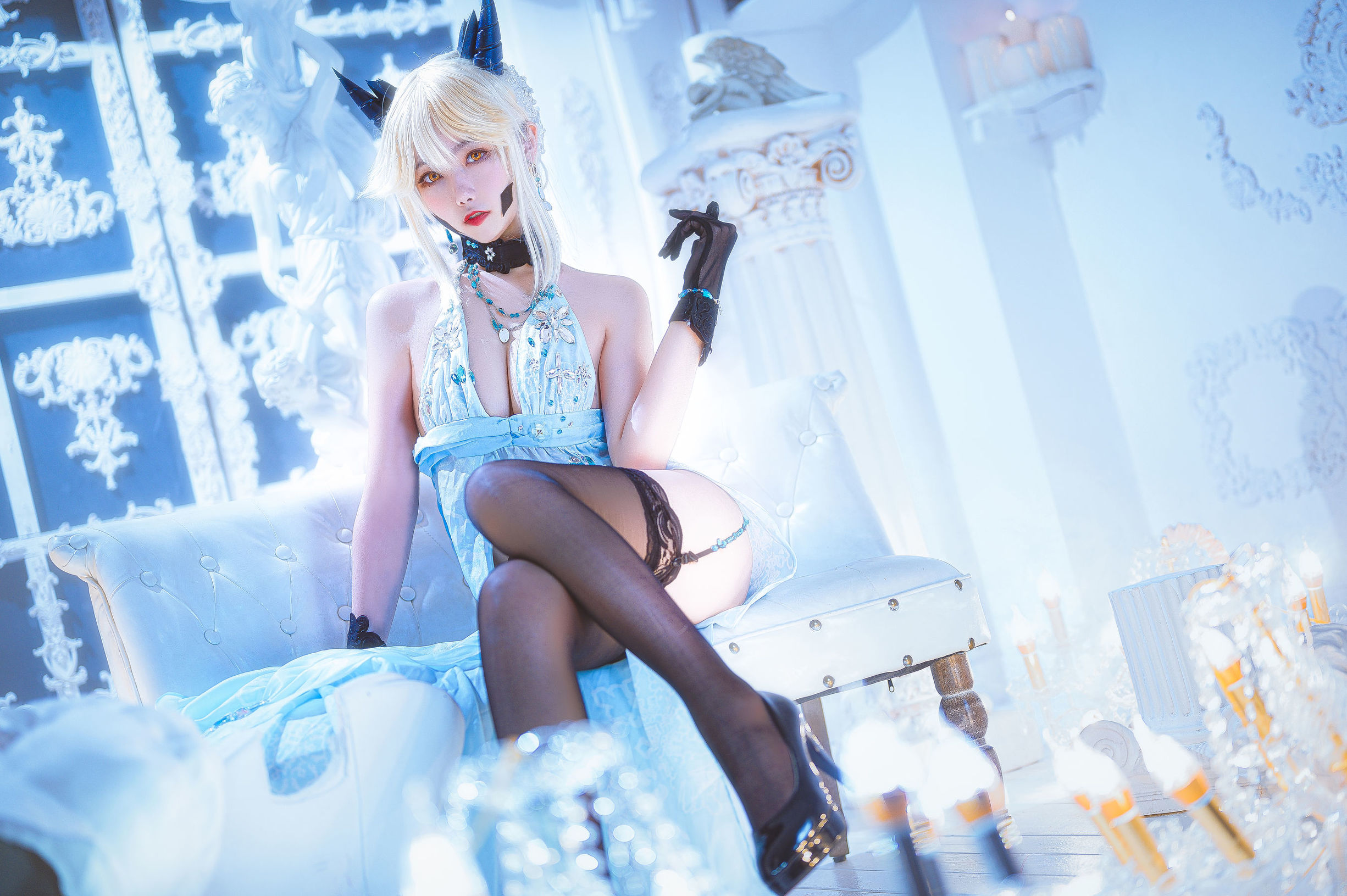 Cosplay Phúc lợi] Cô gái Weibo Momoko Aoi Aoi - Hắc Thương Đần Lễ Phục