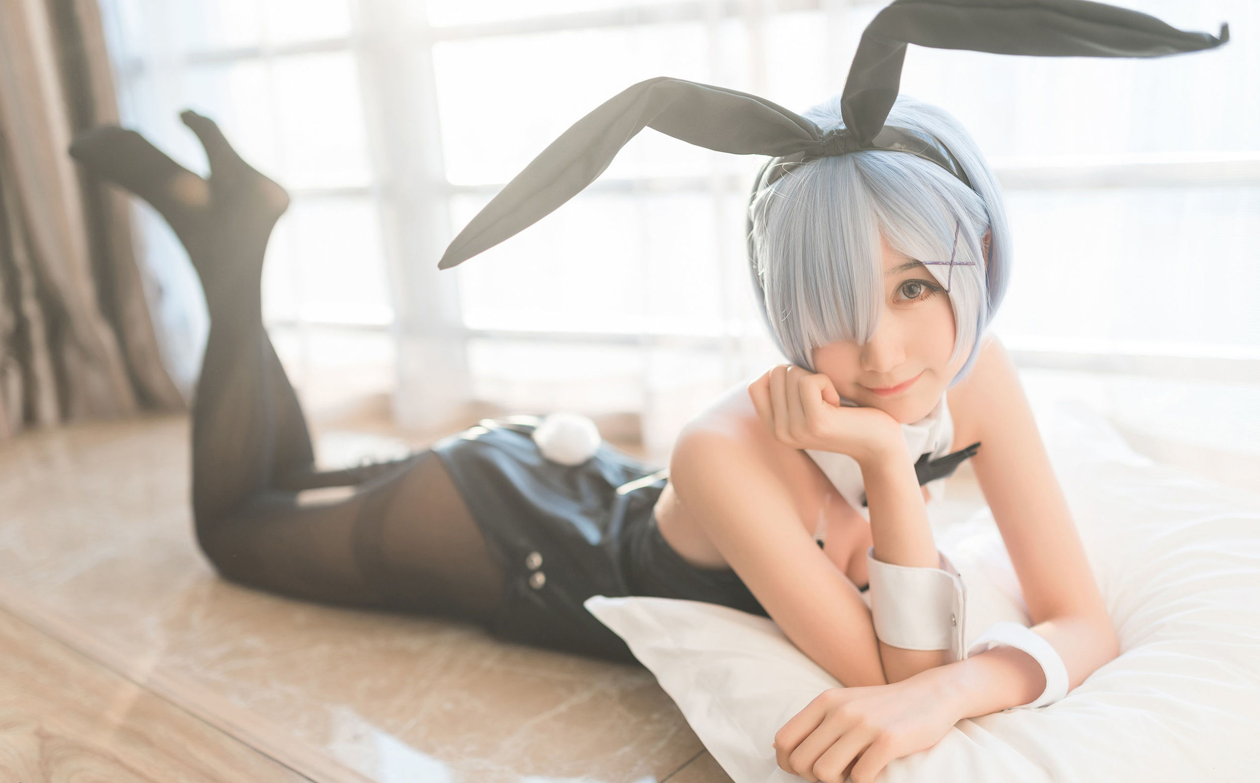 Cosplay Phúc Lợi] Cô Gái Moe Hệ Mộc Miên Miên OwO - Rem Bunny Girl