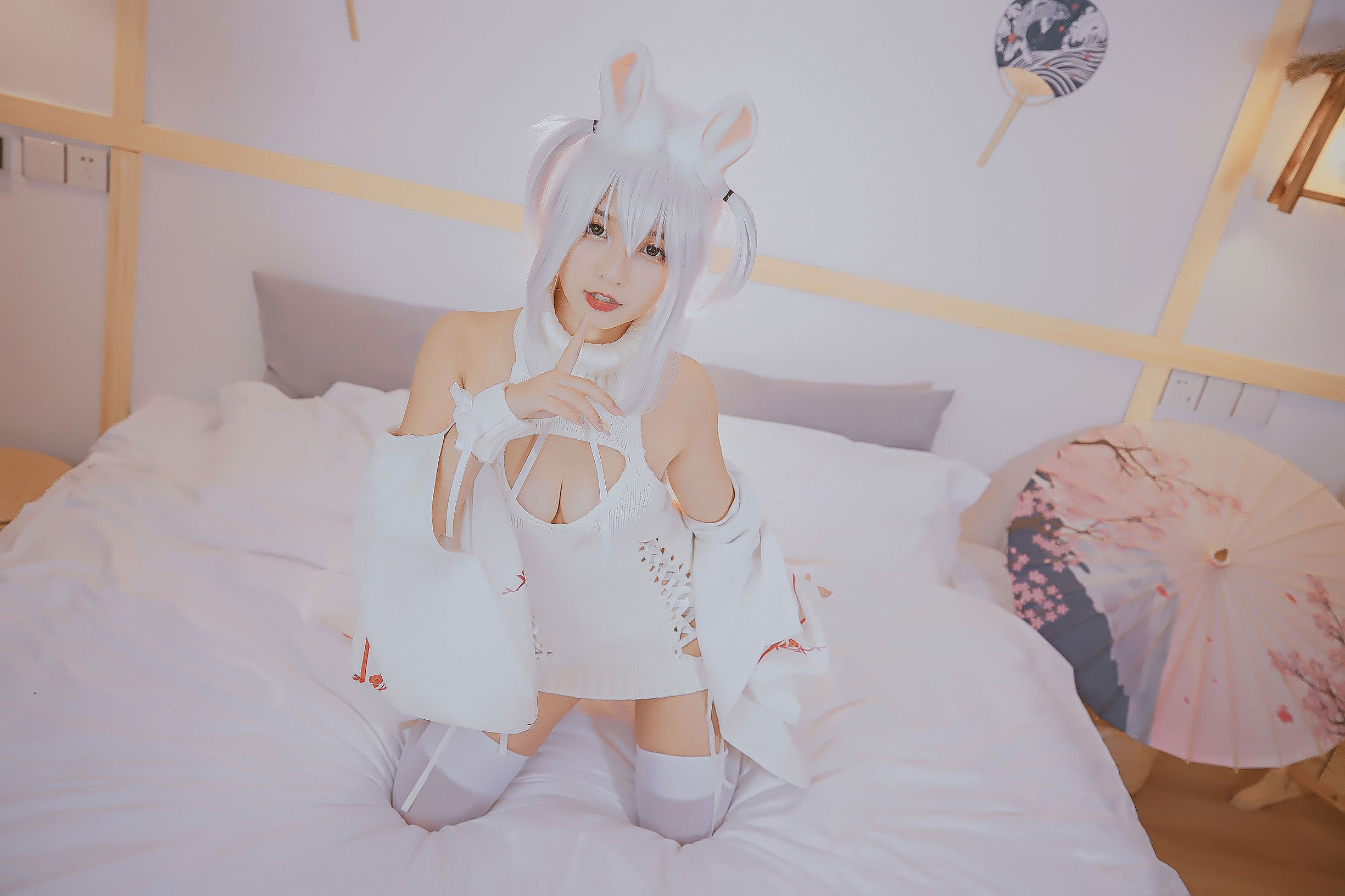 コスプレ福利] ロリ神楽板真冬の危険な耳-狼妹&兎娘
