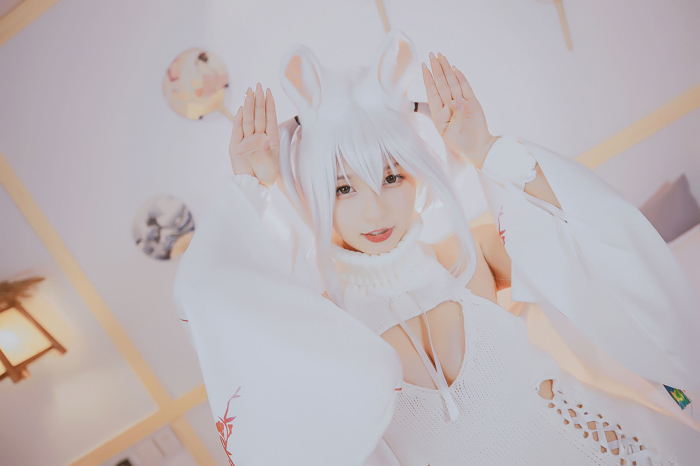 コスプレ福利] ロリ神楽板真冬の危険な耳-狼妹&兎娘