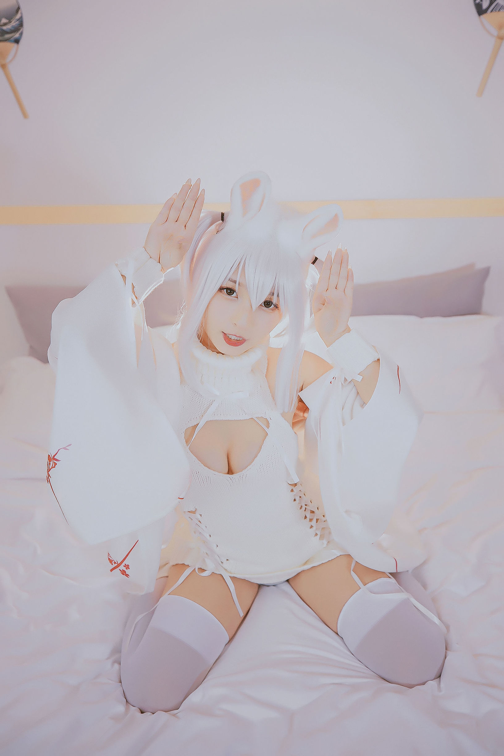 コスプレ福利] ロリ神楽板真冬の危険な耳-狼妹&兎娘