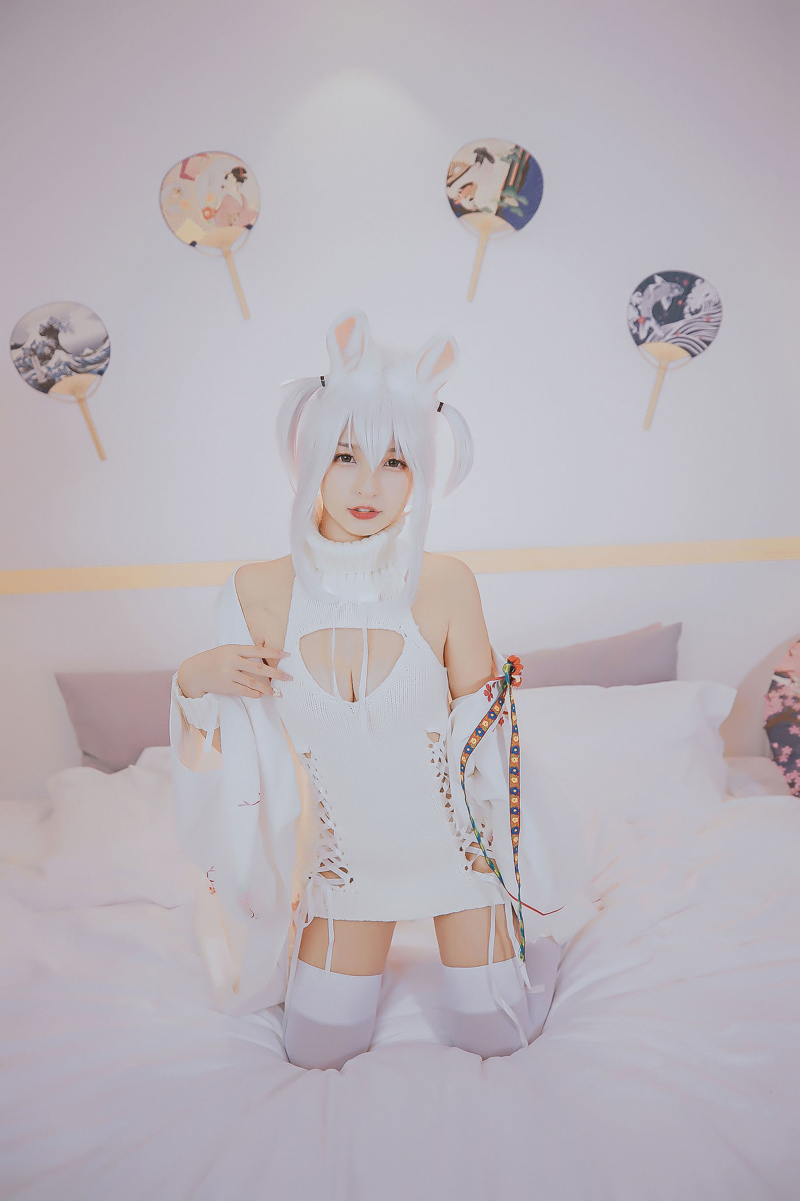 コスプレ福利] ロリ神楽板真冬の危険な耳-狼妹&兎娘