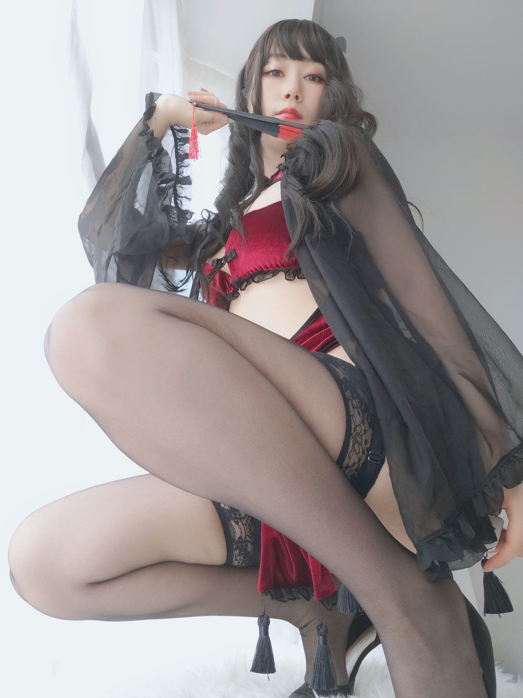 コスプレ特典] Coserシャオジェバイイン - 赤いベルベットの旗袍