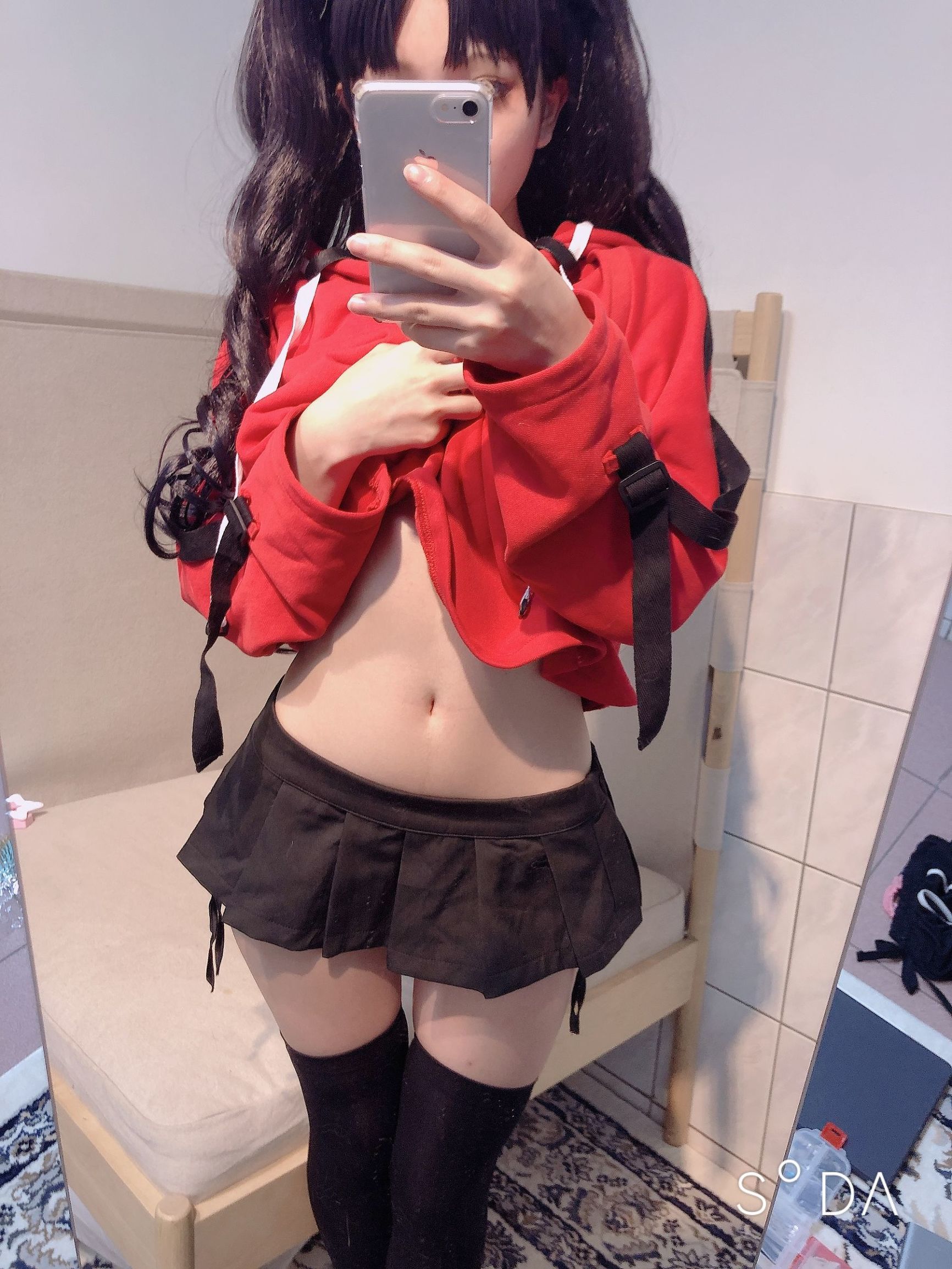 Xiaoding 单车少女 黑胶 情趣网衫 화보 세트