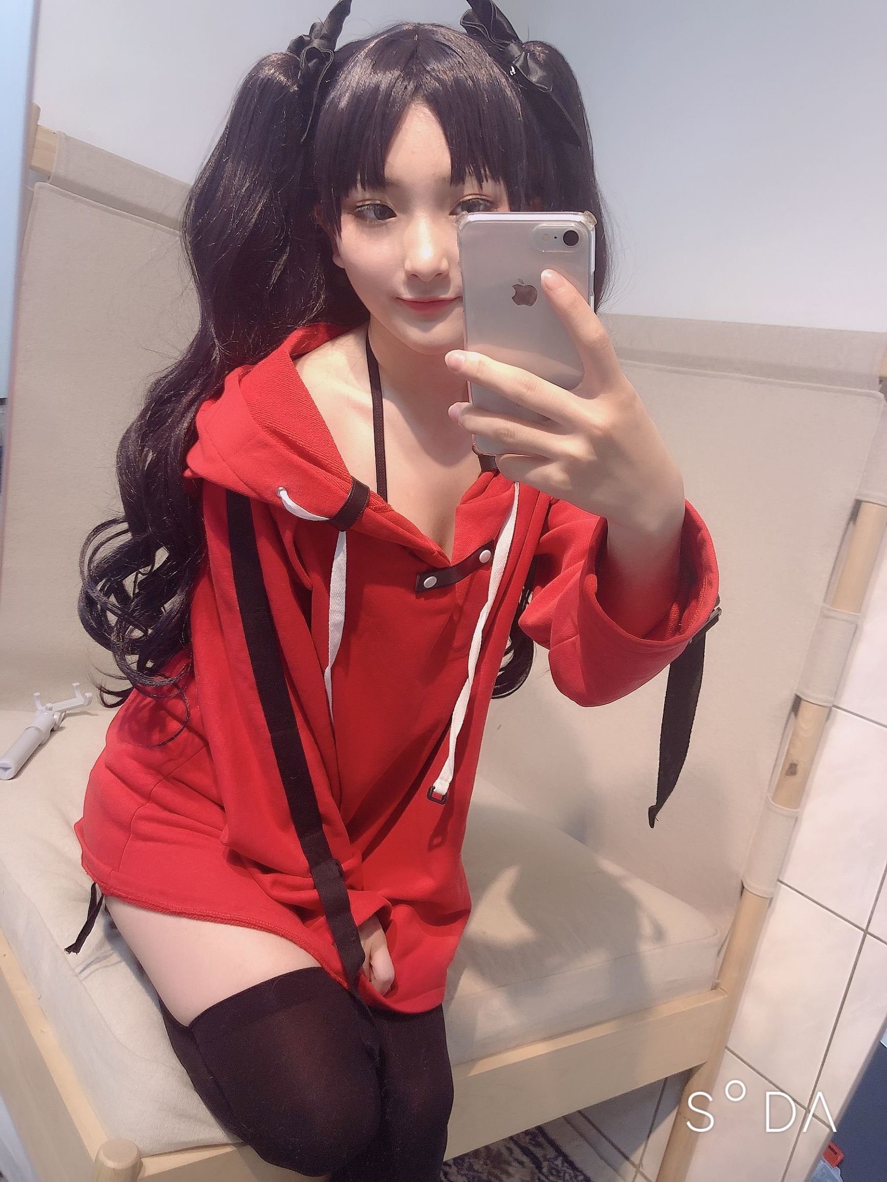 Xiaoding 单车少女 黑胶 情趣网衫 화보 세트