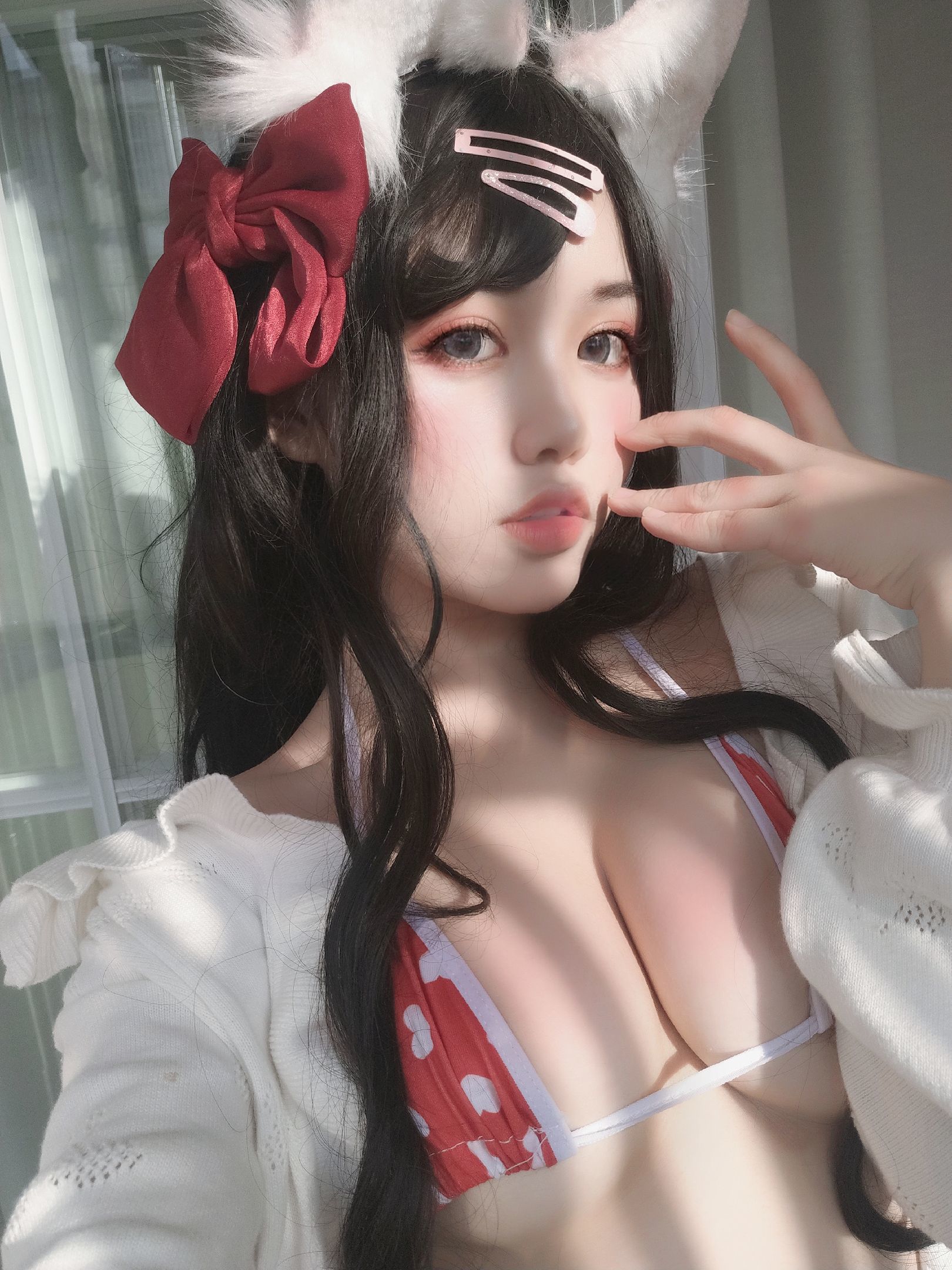 Một nụ cười hương thơm thấm vào ảnh, cửa sổ và mèo cưng