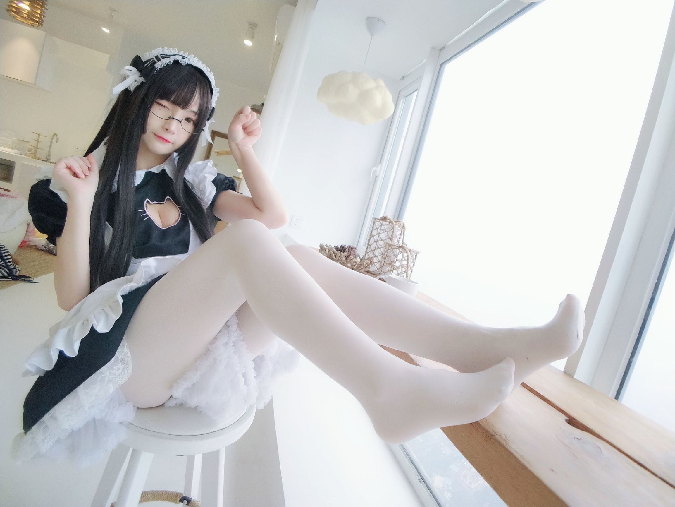 二次元美女古川カグラ 黒白メイド