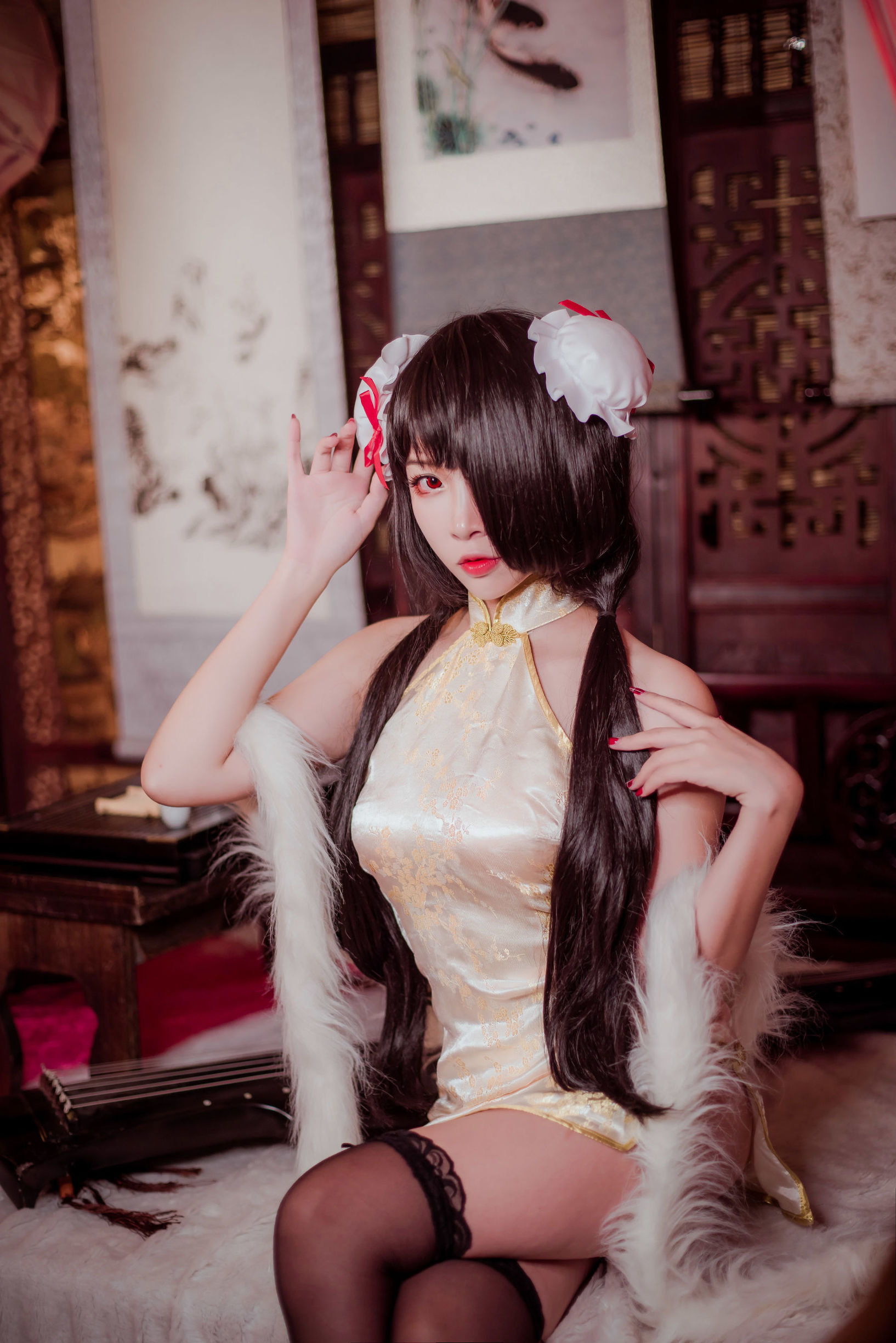 Coser nổi tiếng Erza Nisa với Kurumi cheongsam