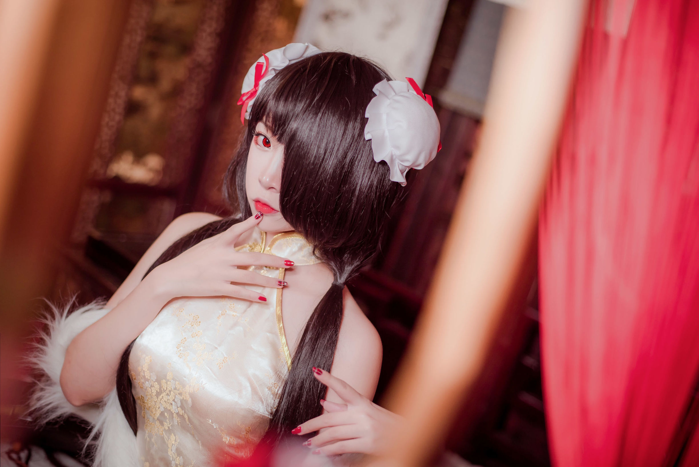Coser nổi tiếng Erza Nisa với Kurumi cheongsam