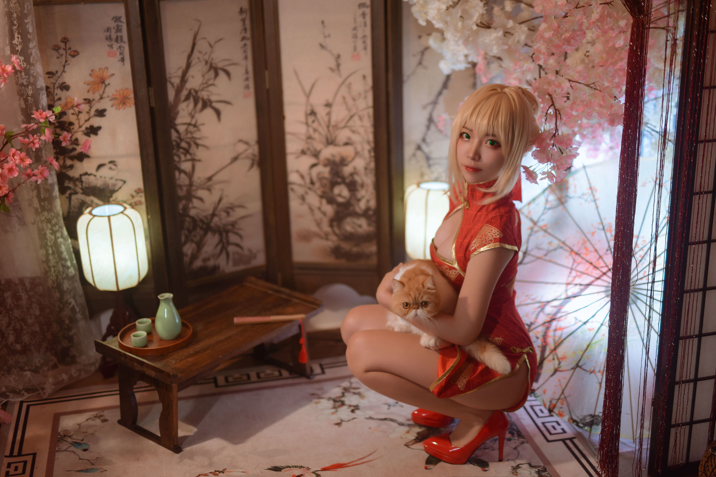 Popular Cosplayer Er Zuo Nisa Fate Nero Qipao