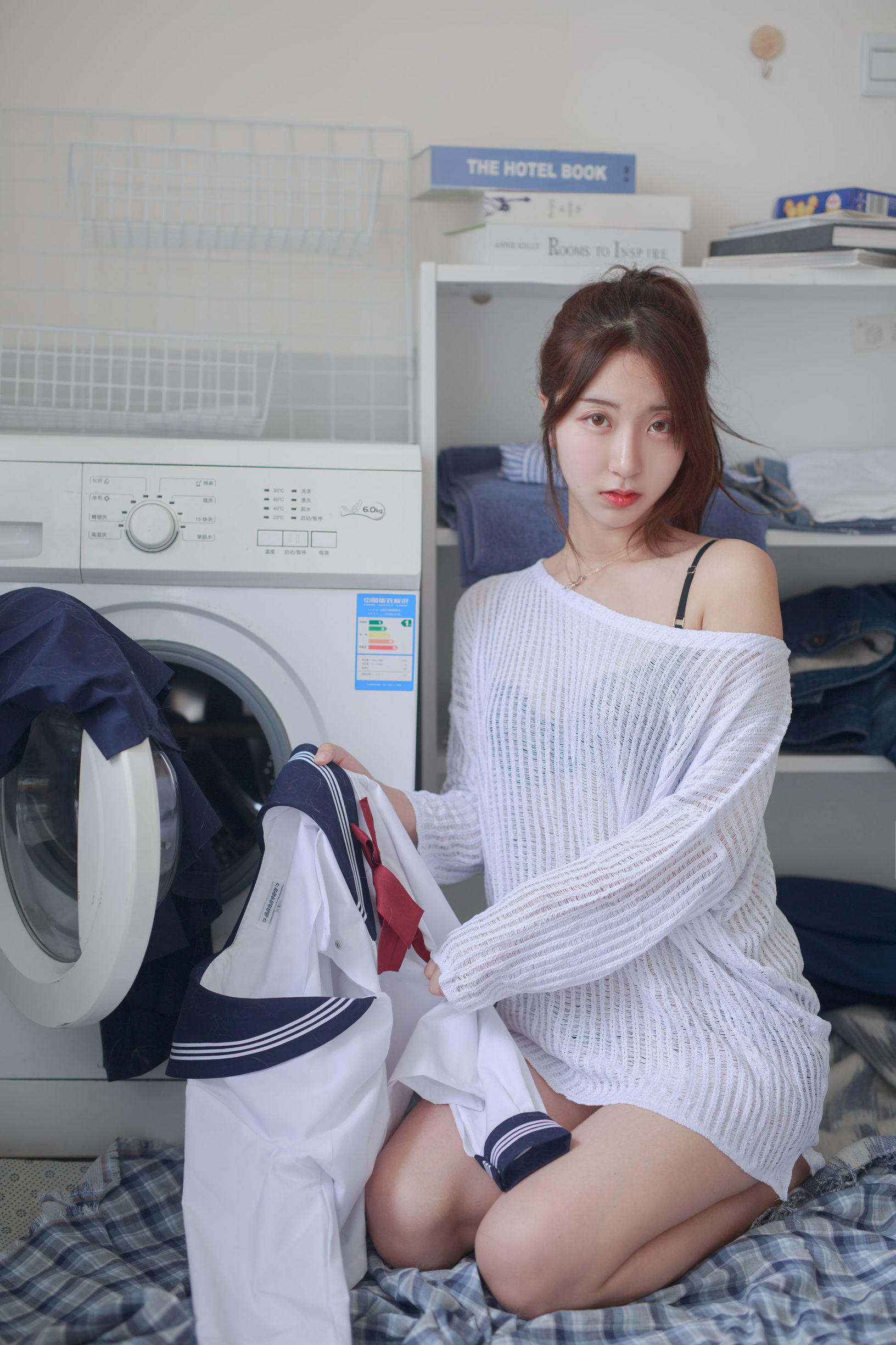 Popular Cosplayer Kurokawa White Holey Sweater