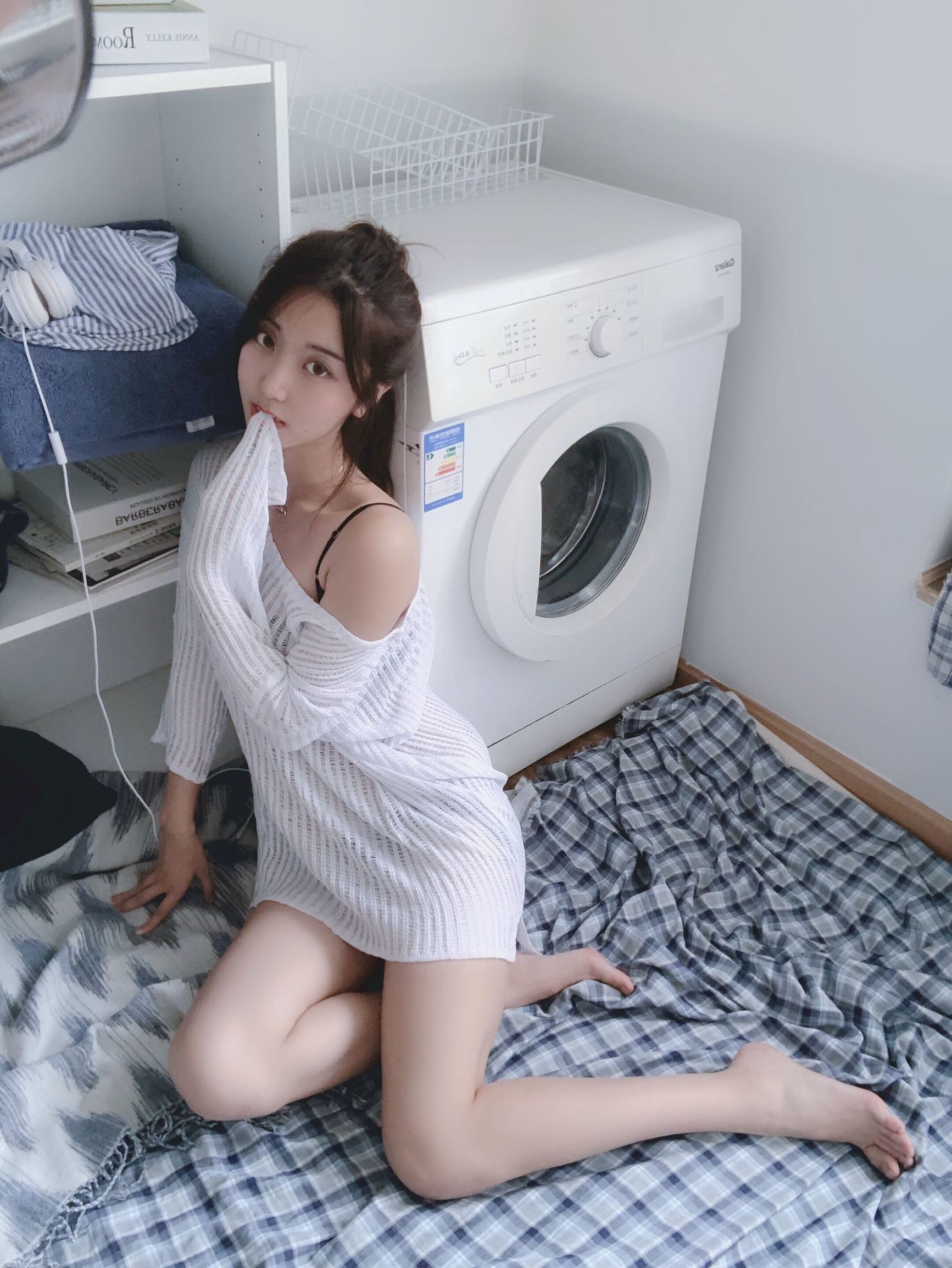 Popular Cosplayer Kurokawa White Holey Sweater