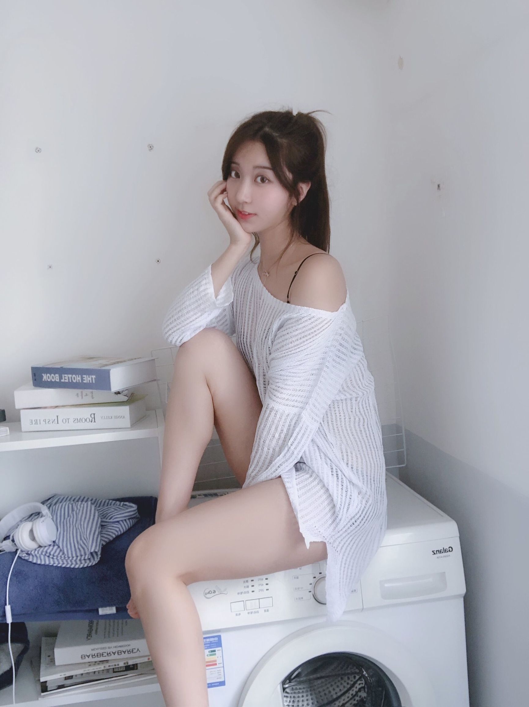 Popular Cosplayer Kurokawa White Holey Sweater