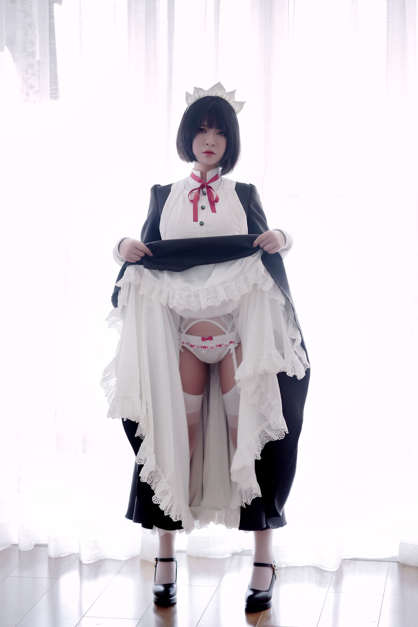 半半子 嫌パン メイド 制服コスプレ