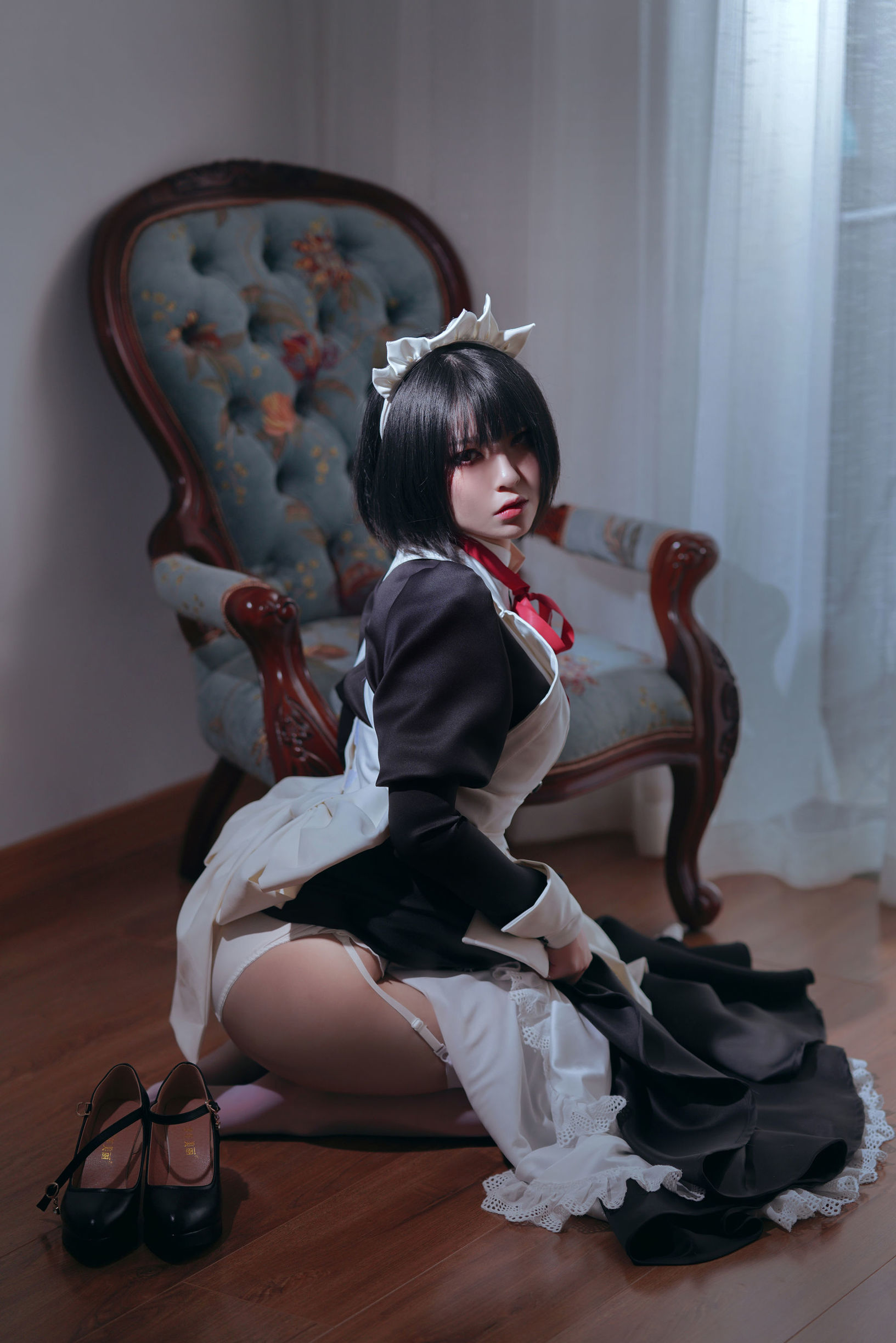 半半子 嫌パン メイド 制服コスプレ