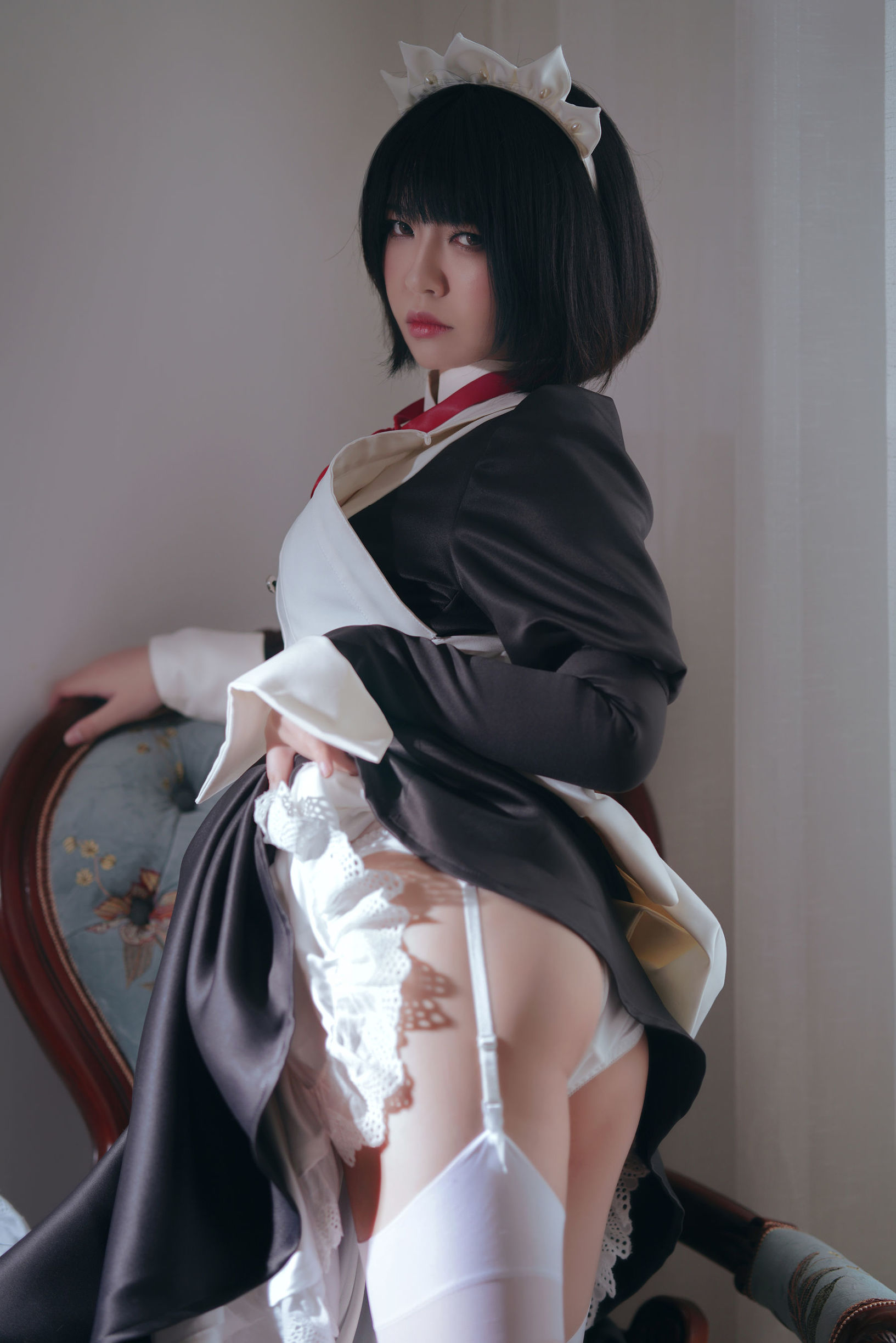 半半子 嫌パン メイド 制服コスプレ