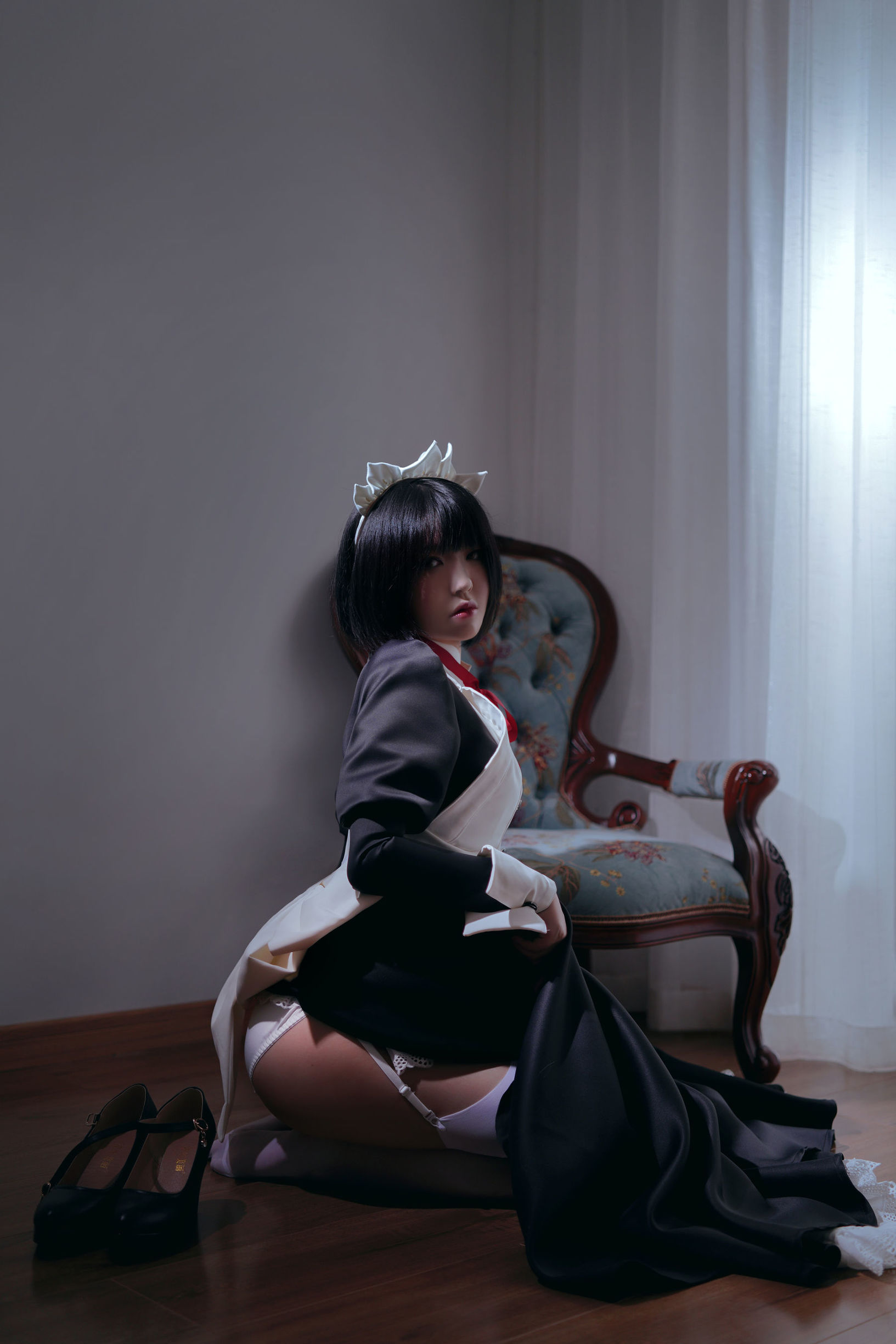 半半子 嫌パン メイド 制服コスプレ