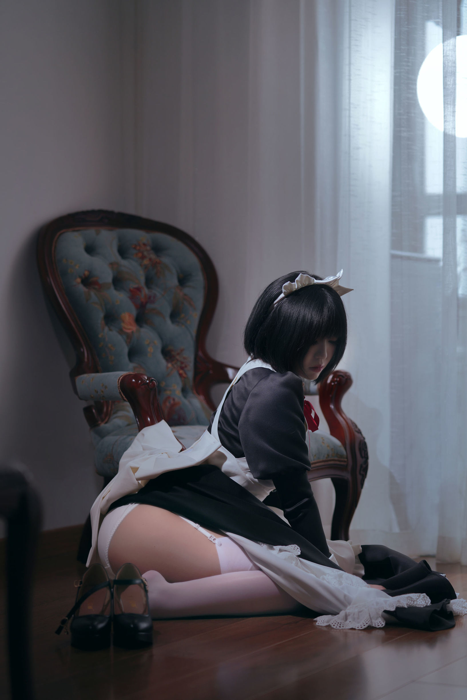 半半子 嫌パン メイド 制服コスプレ