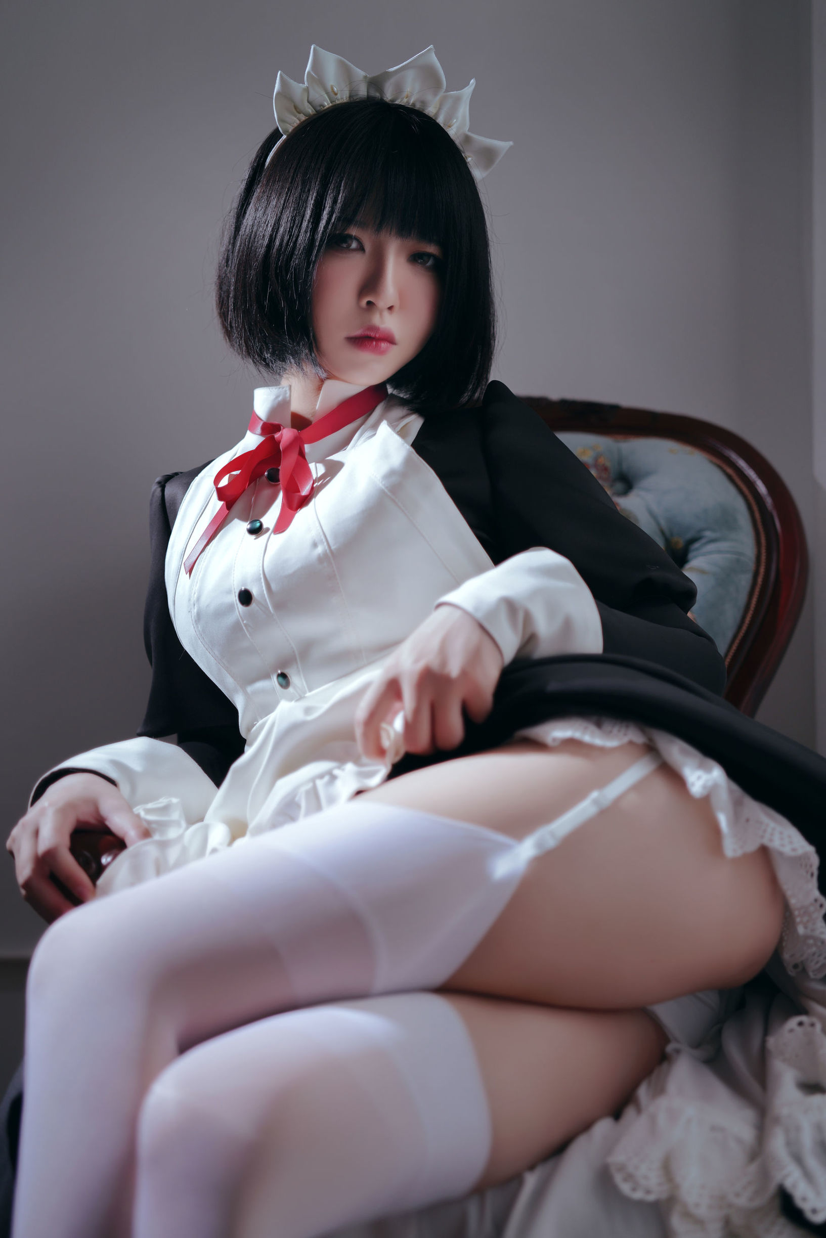 半半子 嫌パン メイド 制服コスプレ