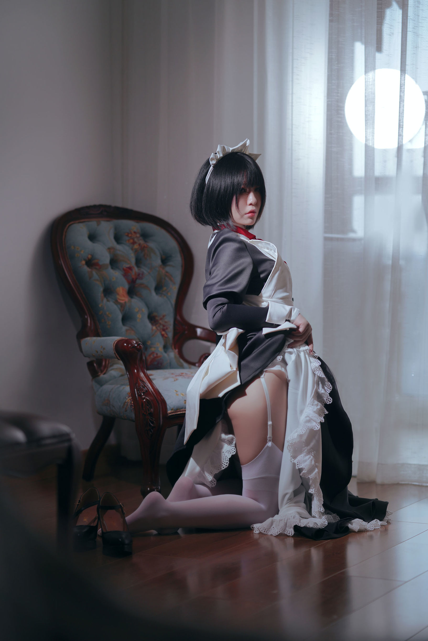 半半子 嫌パン メイド 制服コスプレ
