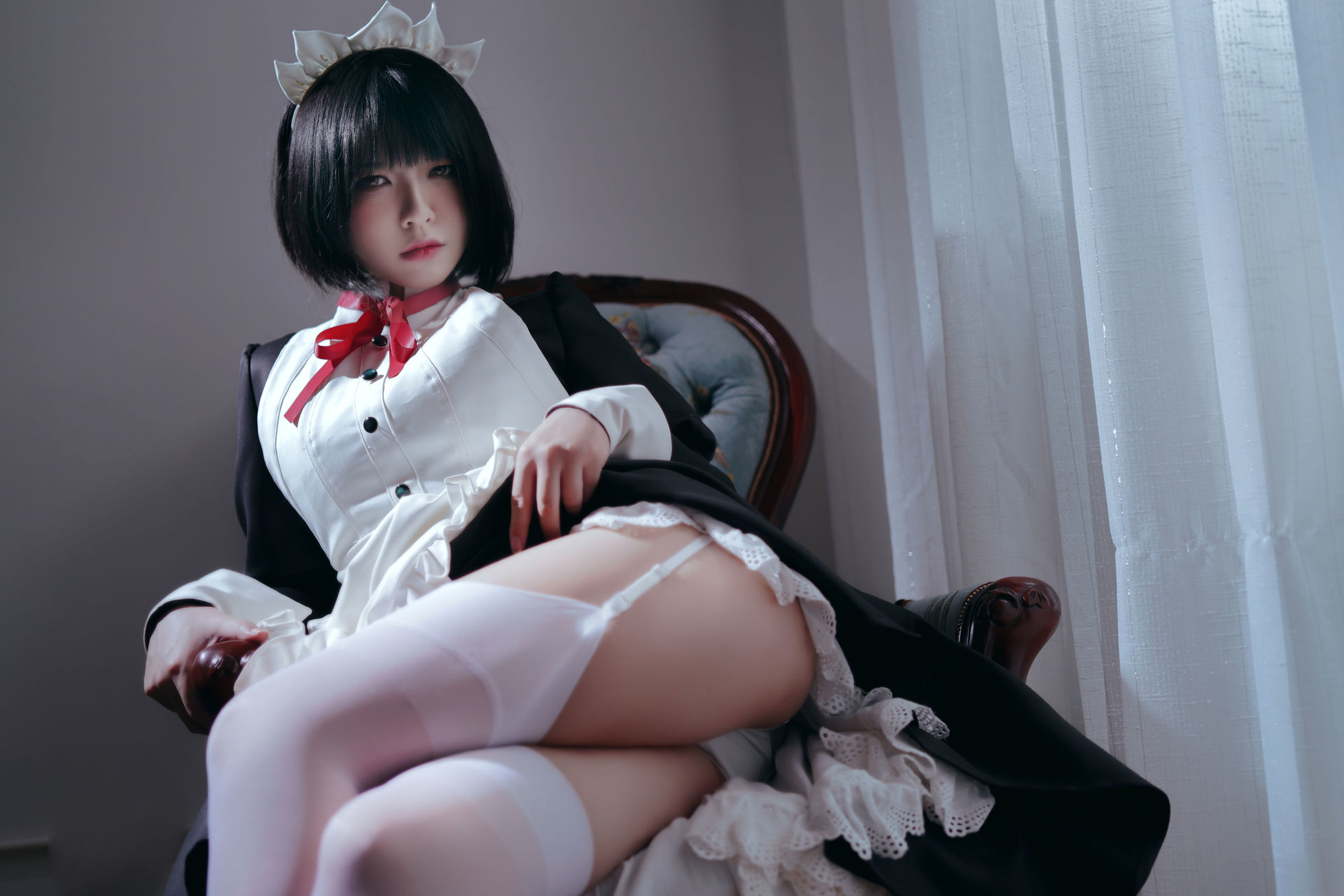 半半子 嫌パン メイド 制服コスプレ