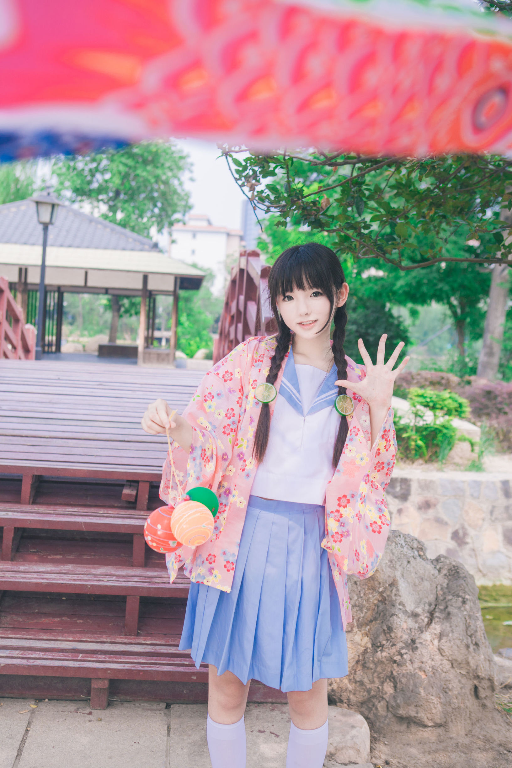 Cute Younger Sister Sakura Group and Kimono