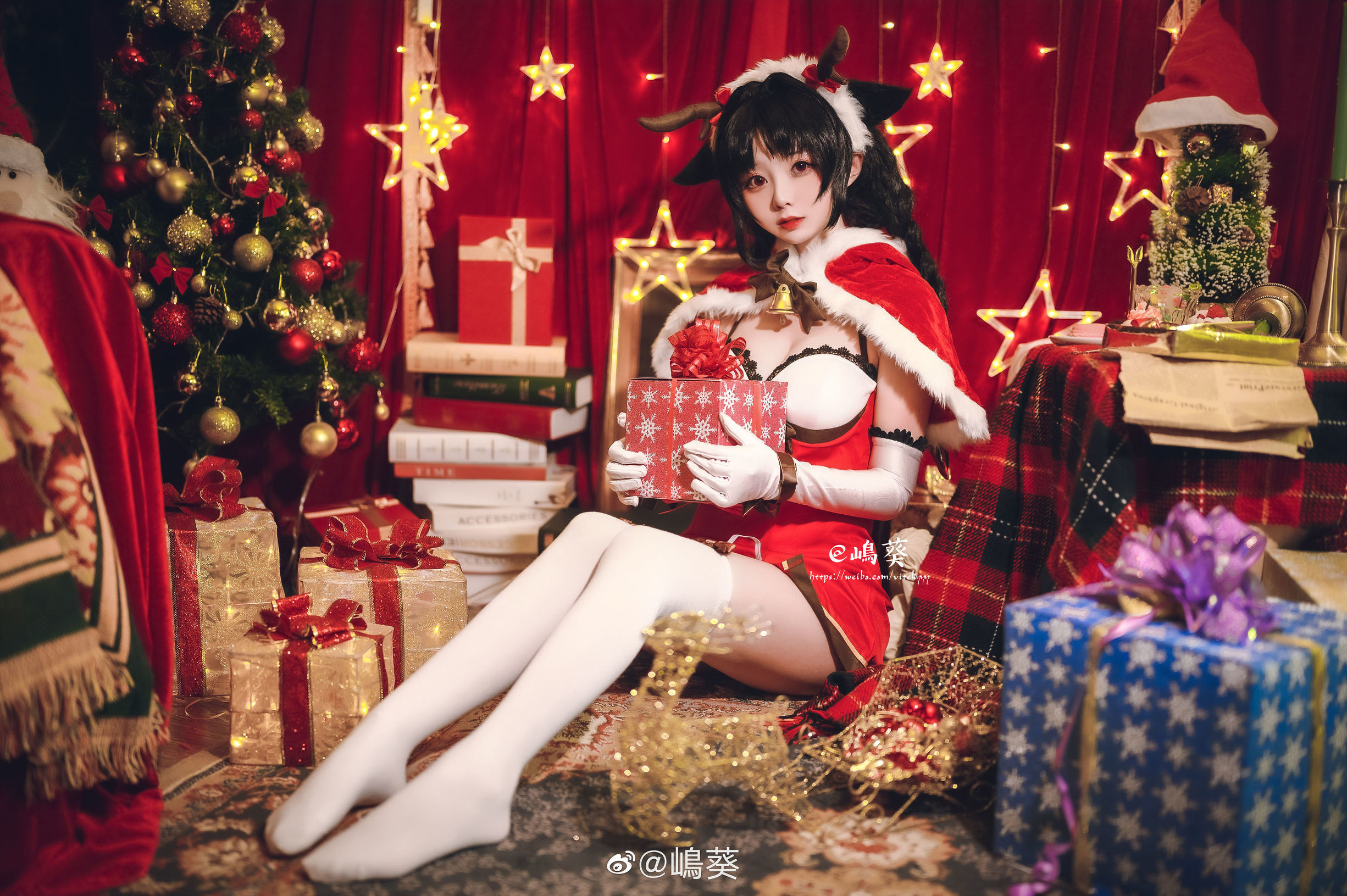 Weibo Beauty Shima Aoi, Azur Lane, Great Tide, Reindeer and Christmas Gifts