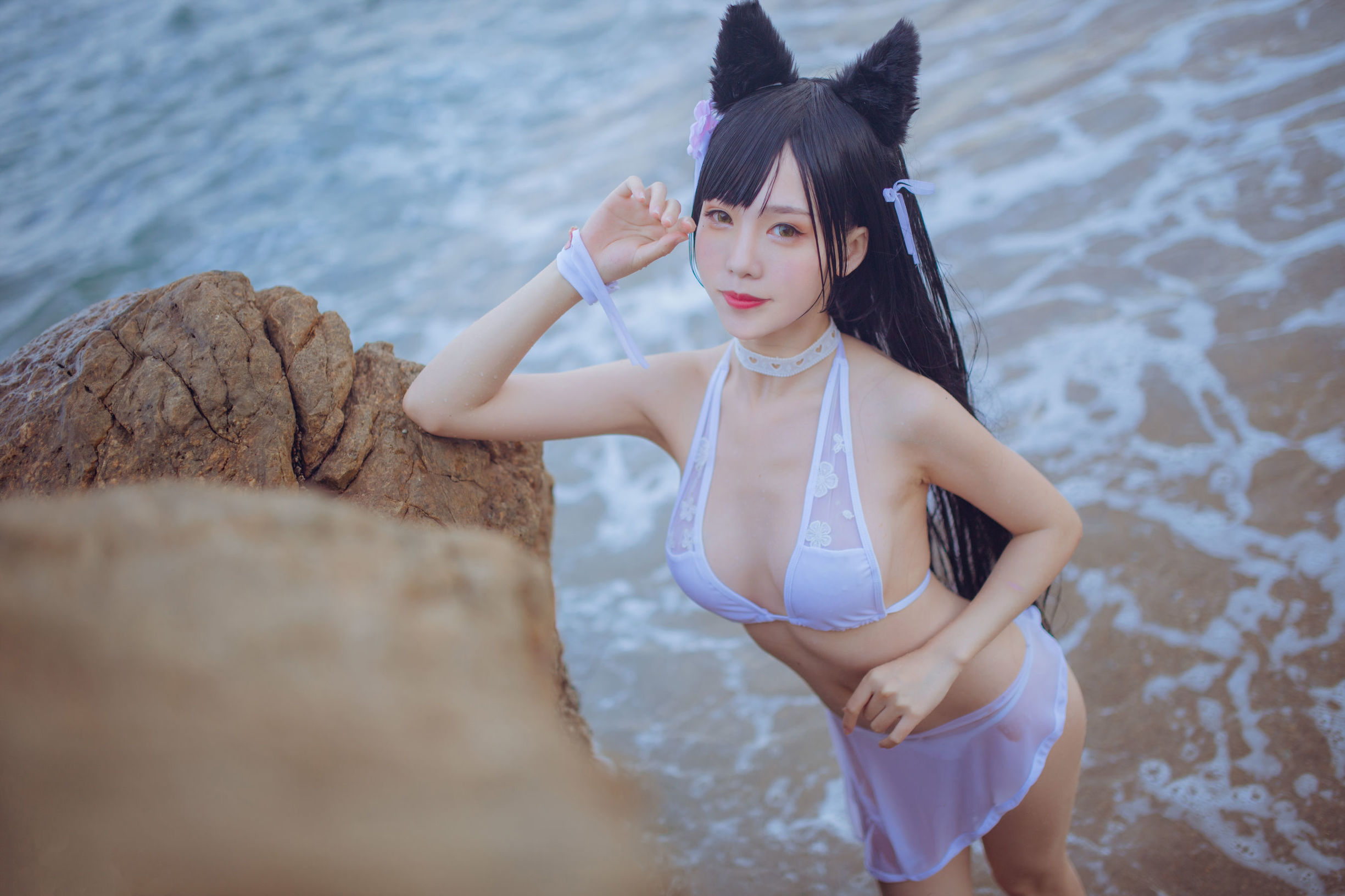 抖娘-ลิเซอตูจี 抖娘×ไม่ได่เหมียว สุนัขพันธุ์มาสทิฟชายหาดชุดว่ายน้ำ