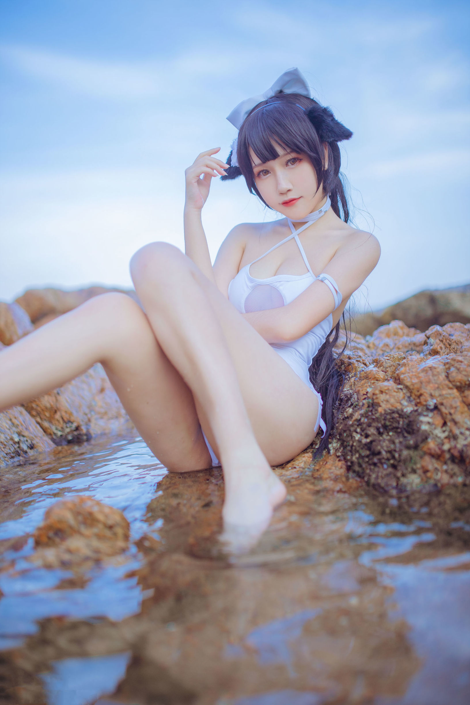 抖娘-リセイトウシュウ 抖娘×フダイネコ 獒犬の海辺の水着