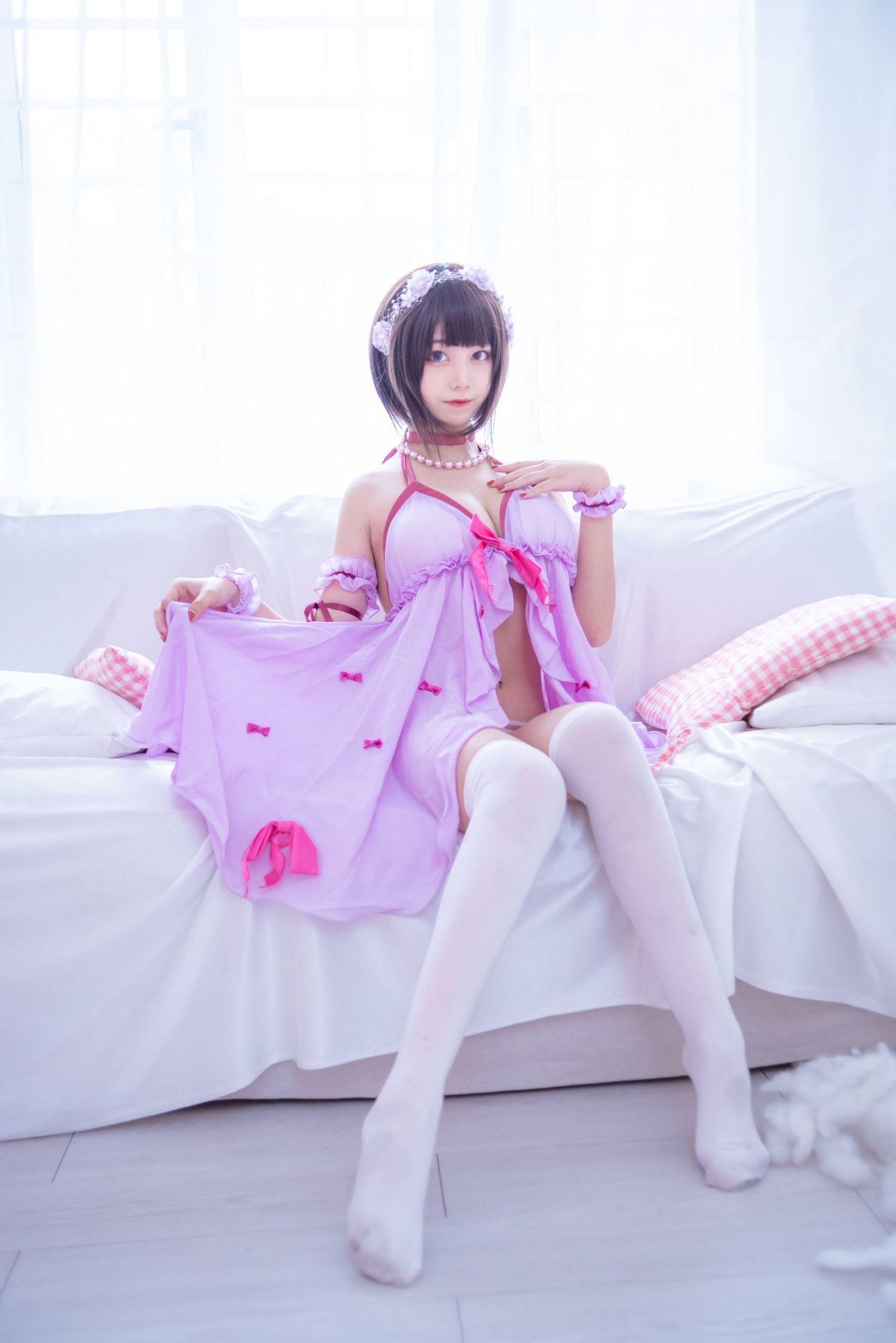 Moe-style big sister honey juice cat fur coat Kato Megumi pajamas