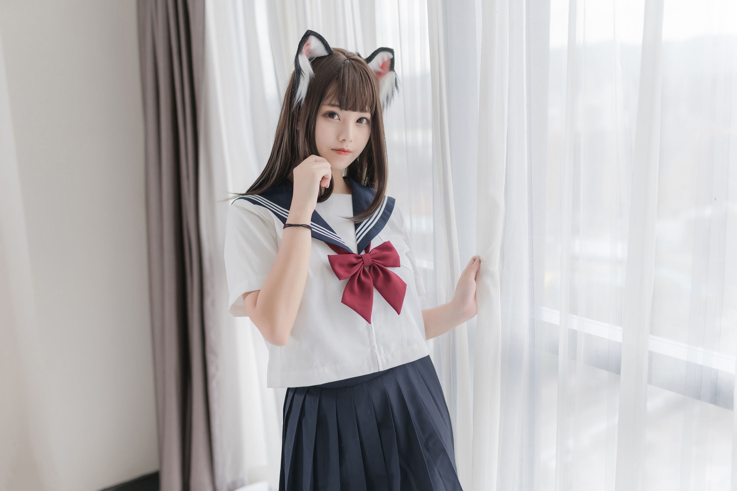 Moe-style big sister Honey Juice Cat Qiu, Cat Ear JK