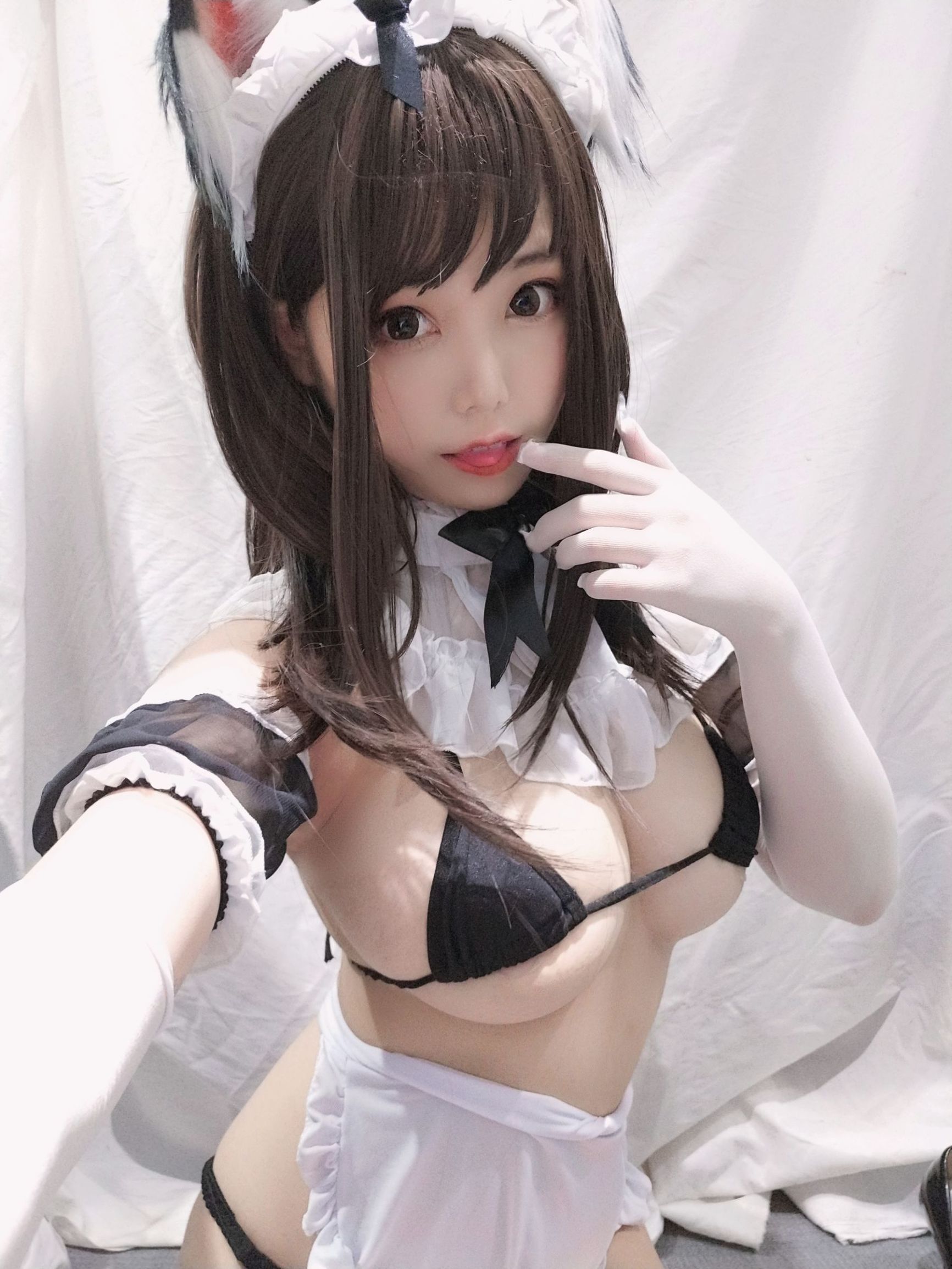 Moe hệ tiểu tỷ mật chất miêu cầu Nữ hầu đen trắng