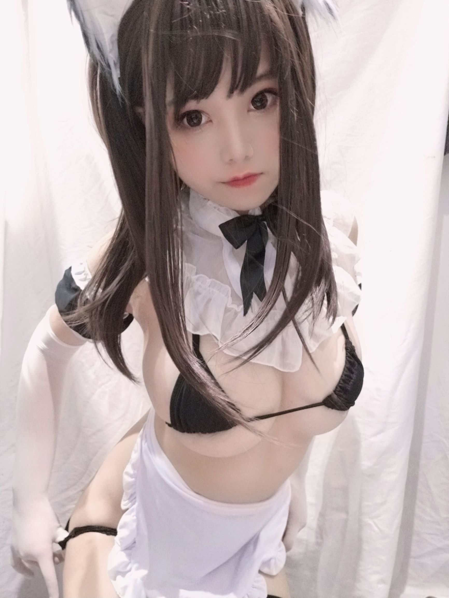 Moe hệ tiểu tỷ mật chất miêu cầu Nữ hầu đen trắng
