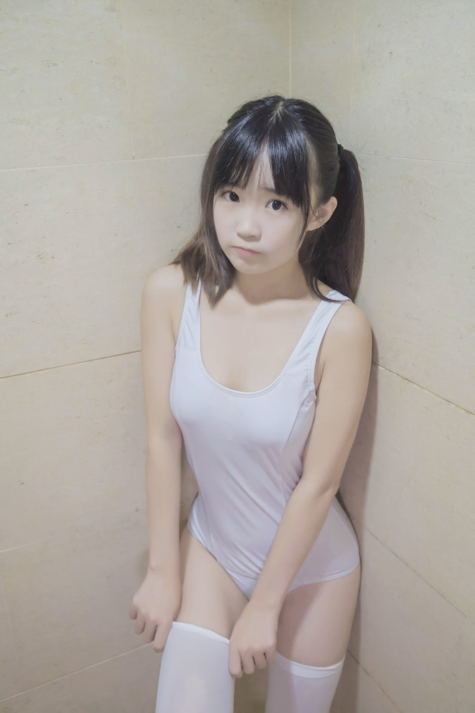  belle  Yumiko White School Swimsuit