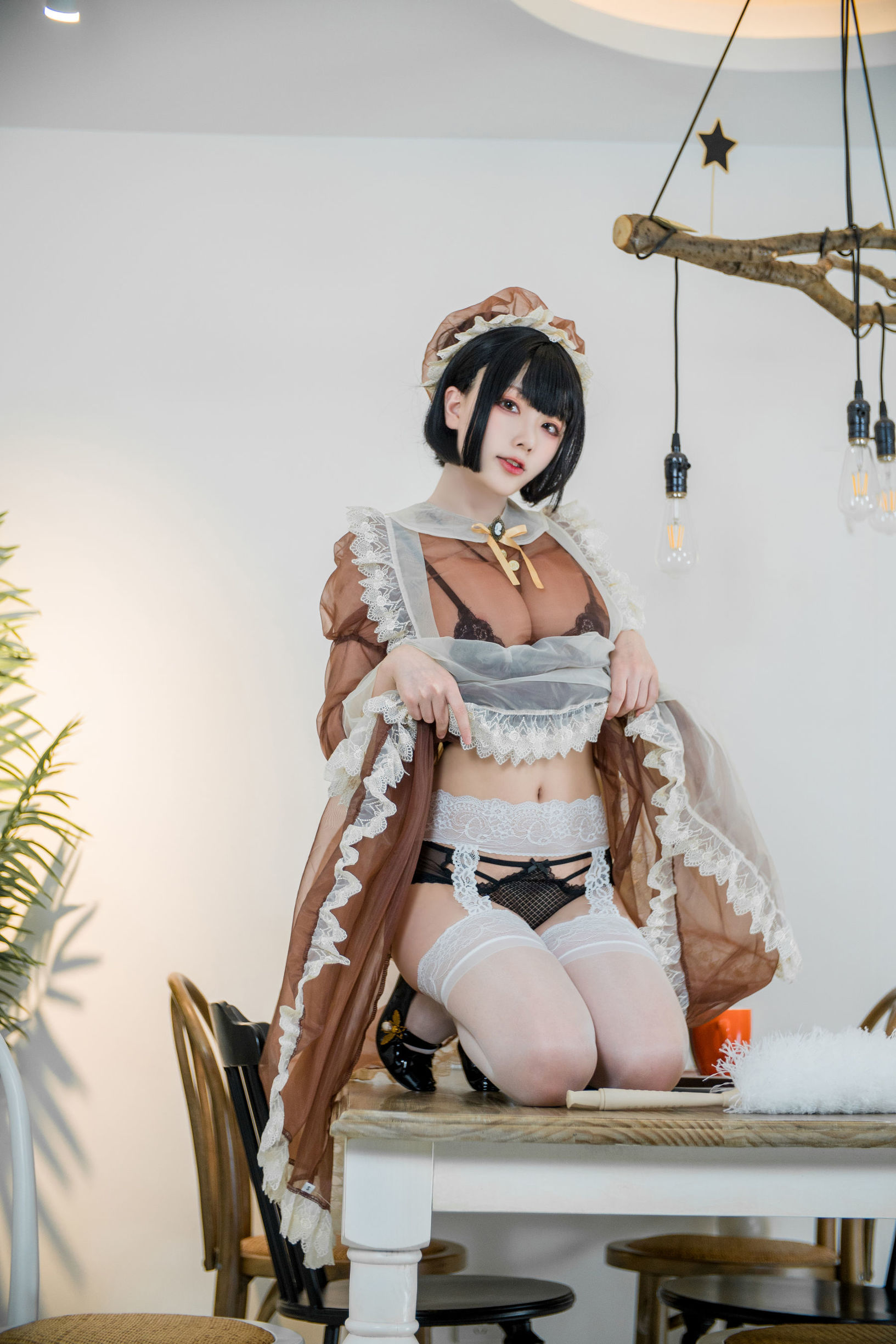 Cheese Block Wii Photo, Brown Transparent Maid Outfit