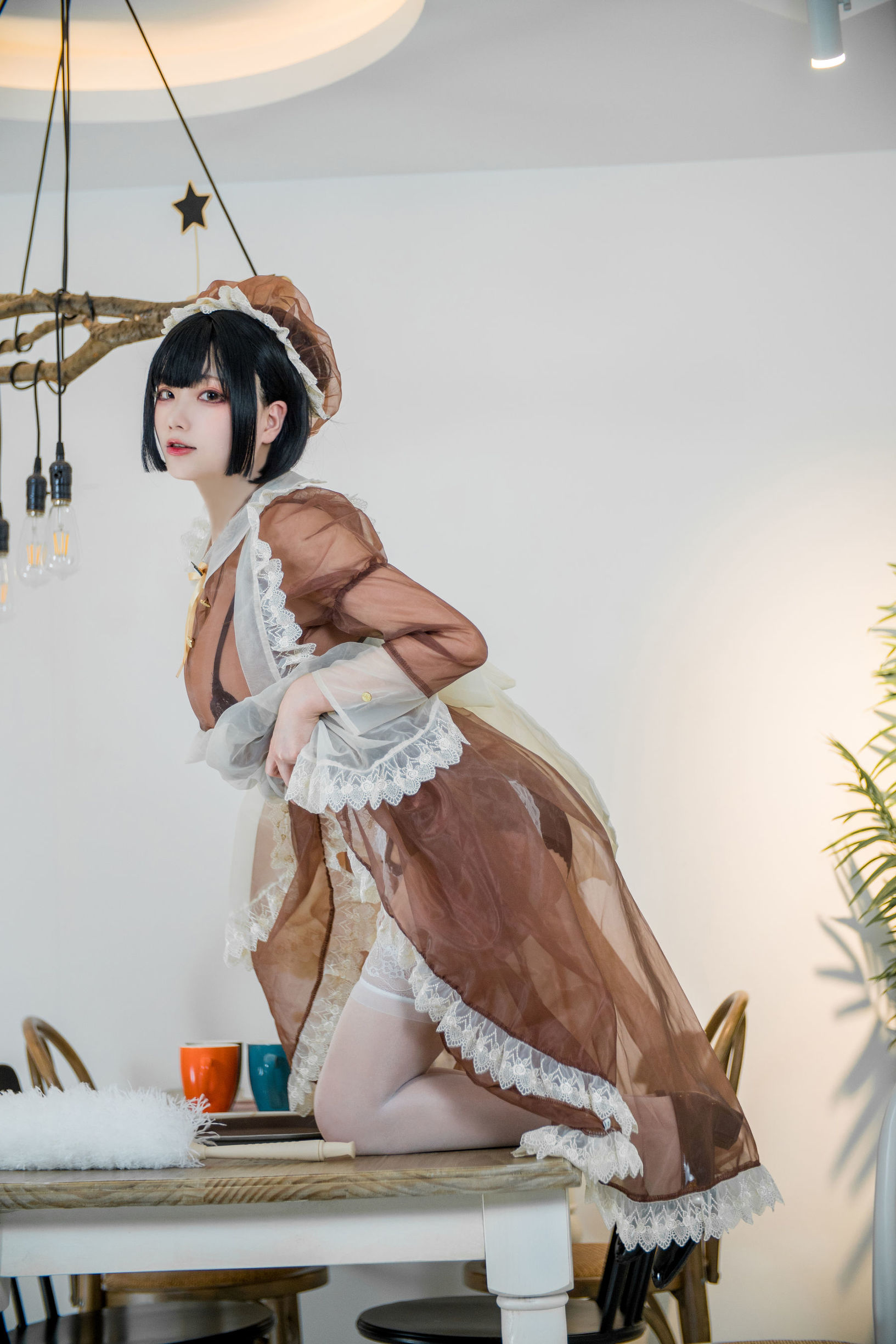 Cheese Block Wii Photo, Brown Transparent Maid Outfit