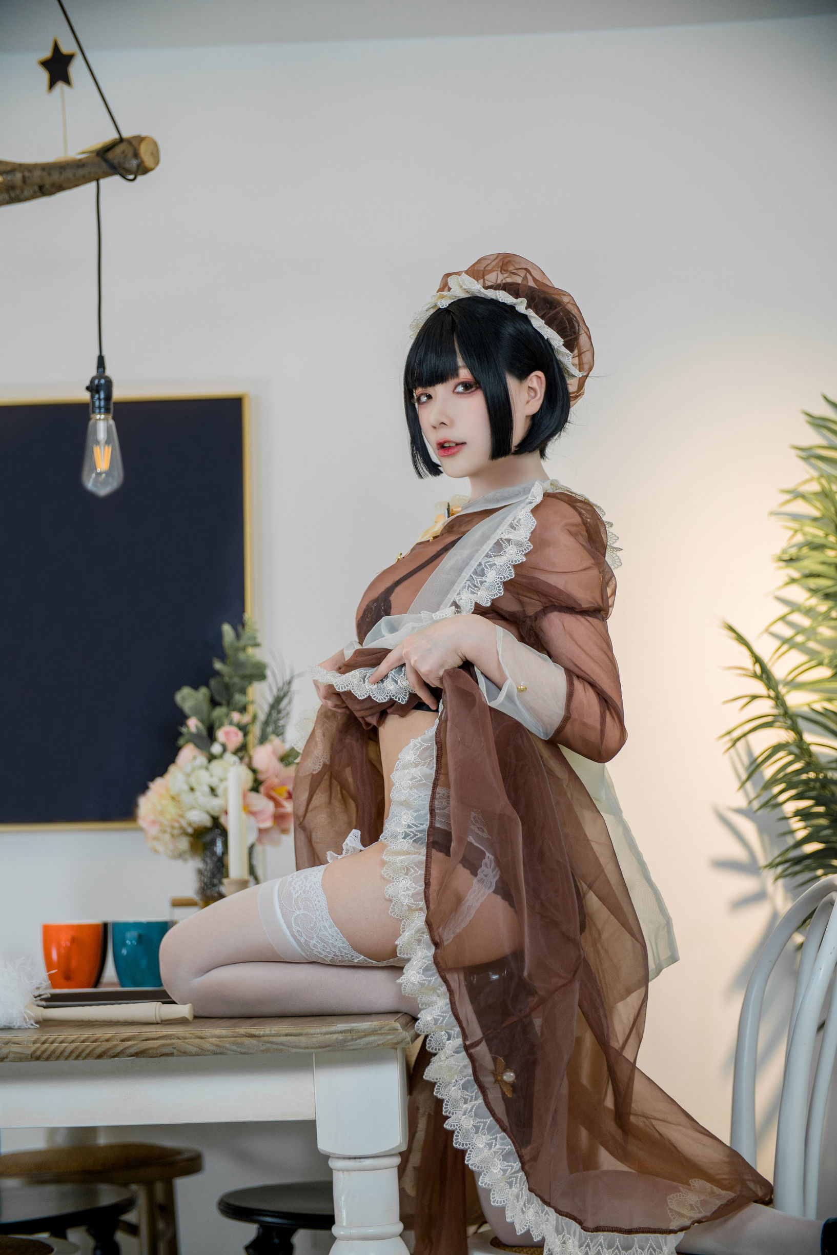 Cheese Block Wii Photo, Brown Transparent Maid Outfit