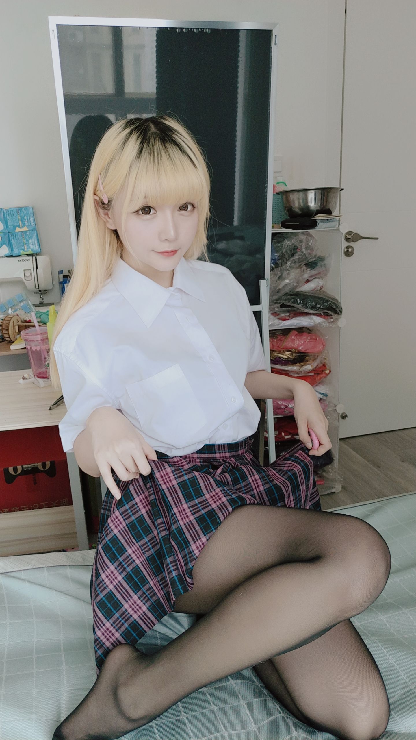コーサーお嬢さん星のちち JKチェックスカート