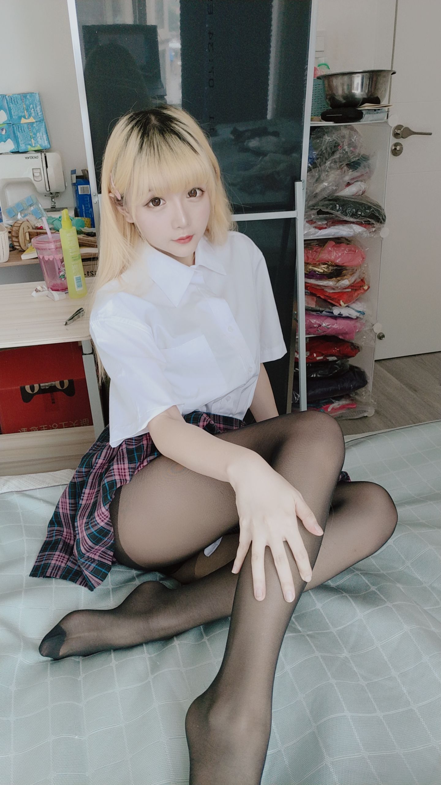 코서 아가씨 성지치치 JK 격자 스커트