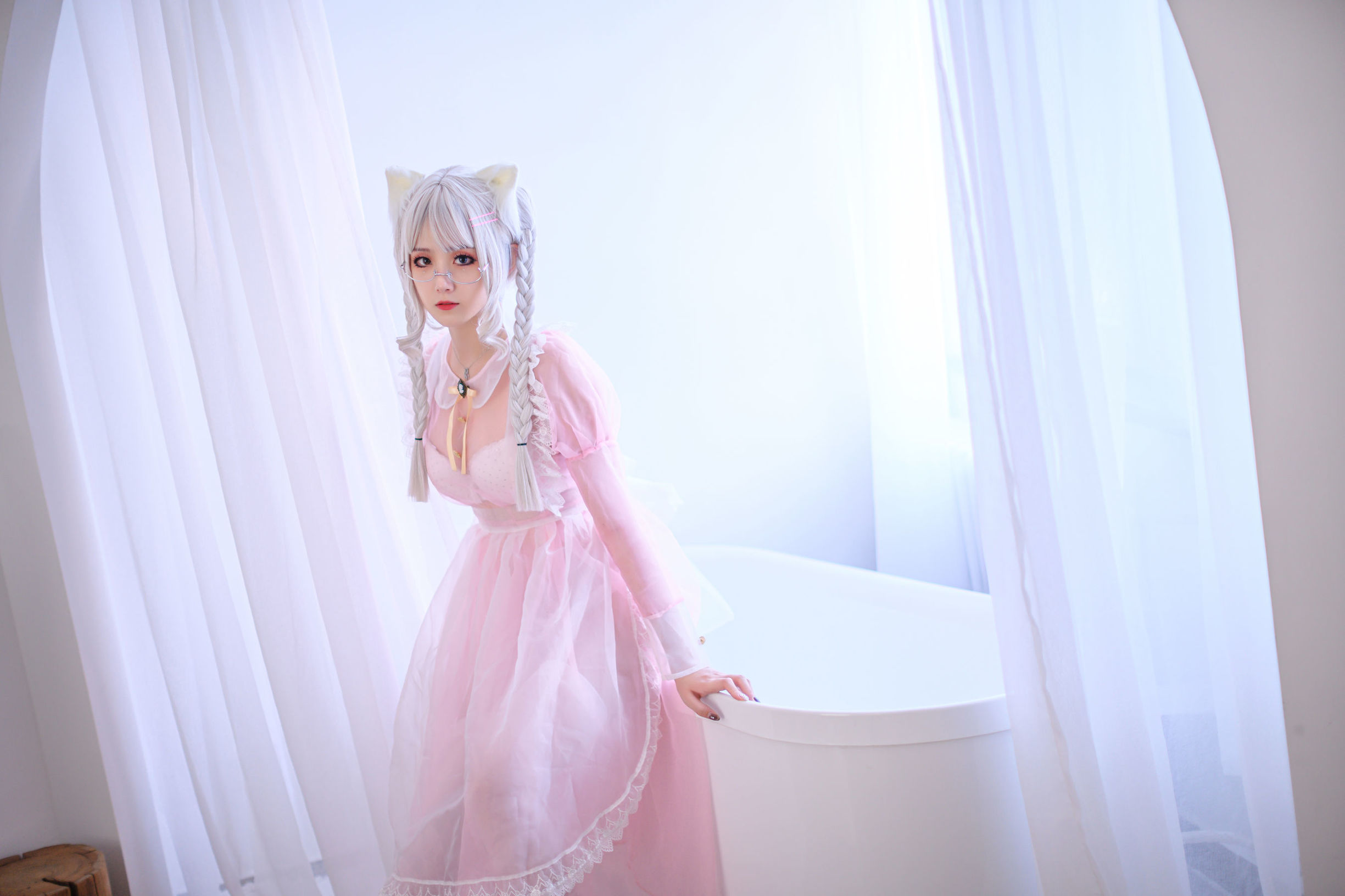Coser Miss Akisoso Qiu Chu Chu Pink Transparent Maid