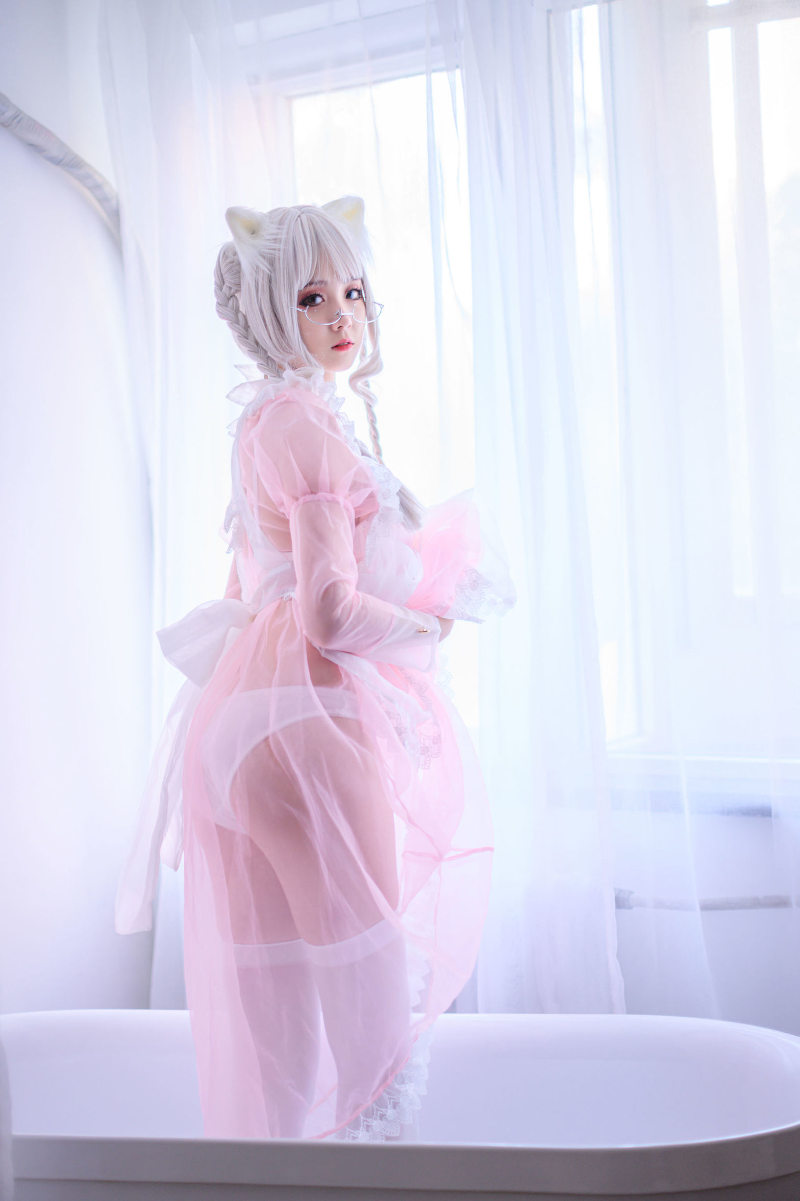 Coser Miss Akisoso Qiu Chu Chu Pink Transparent Maid