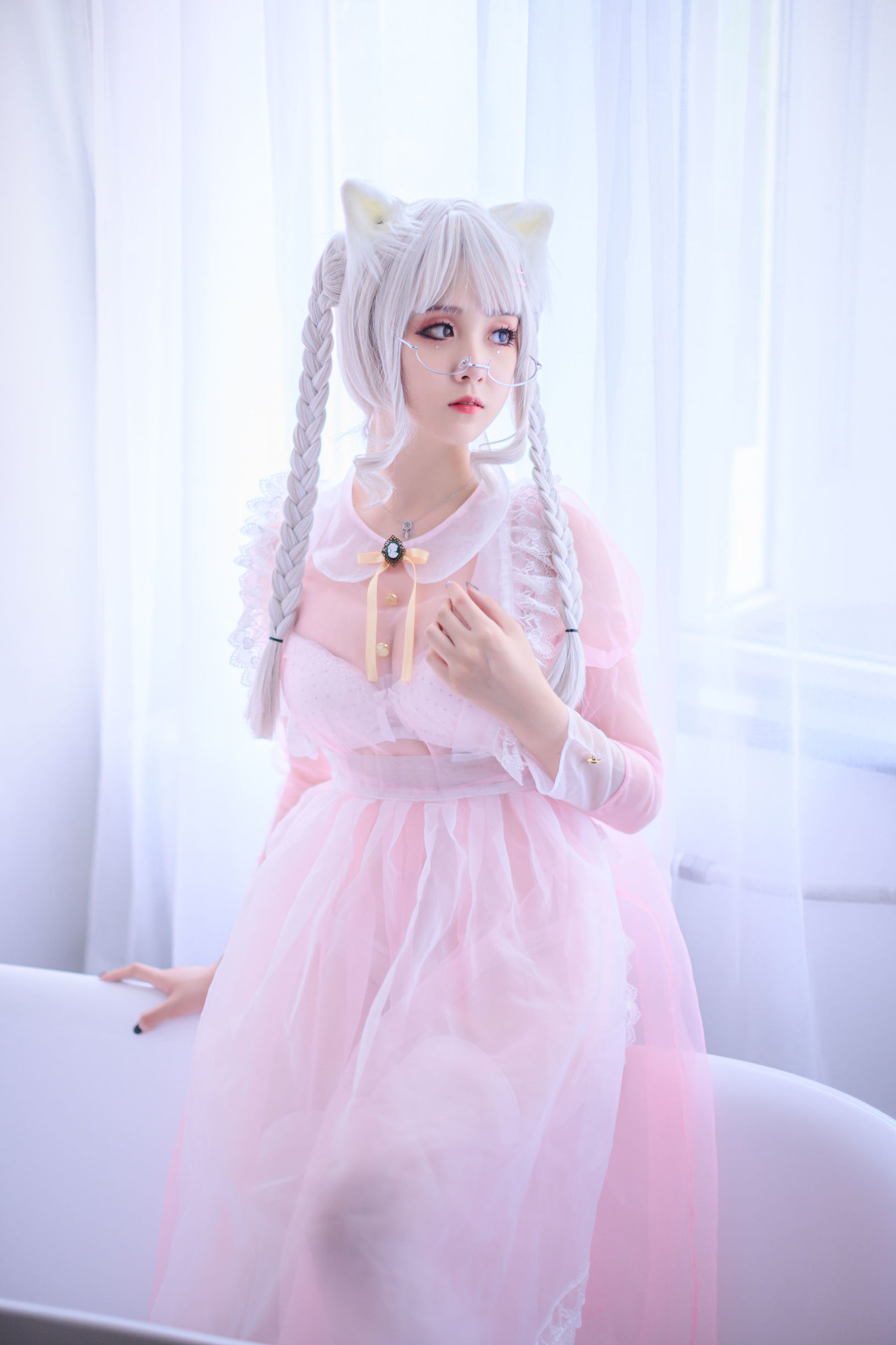 Coser Miss Akisoso Qiu Chu Chu Pink Transparent Maid