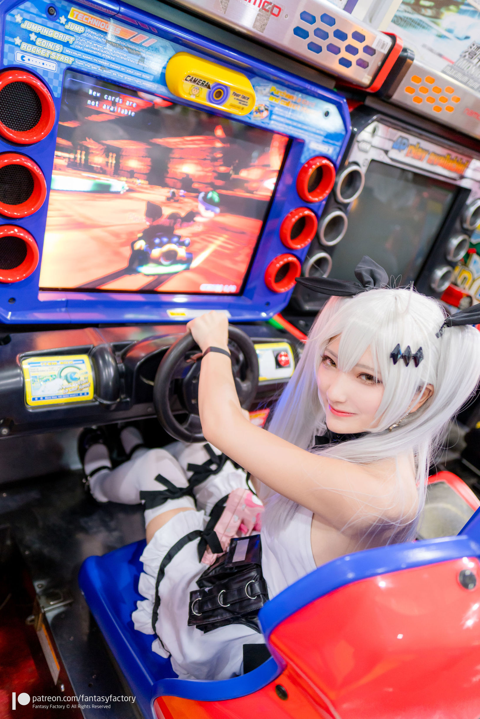 Cosplay Ảnh] Tiểu Đinh 《Fantasy Factory》 - 2019.11 Đen Trắng Voan Mỏng Tất Lưới