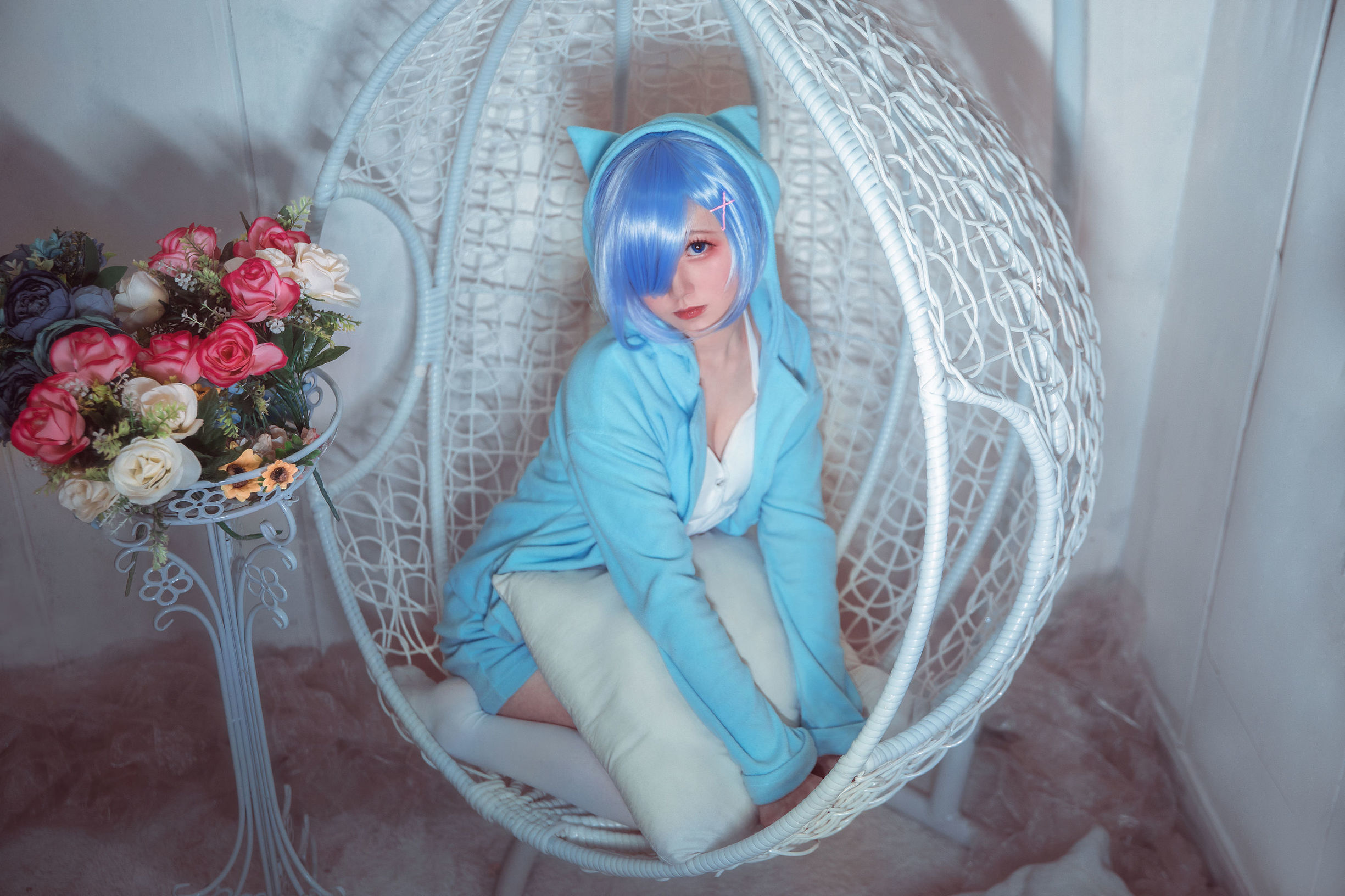 Cosplay寫真] 動漫博主弦音sic - RE從零開始的異世界生活 蕾姆貓咪睡衣